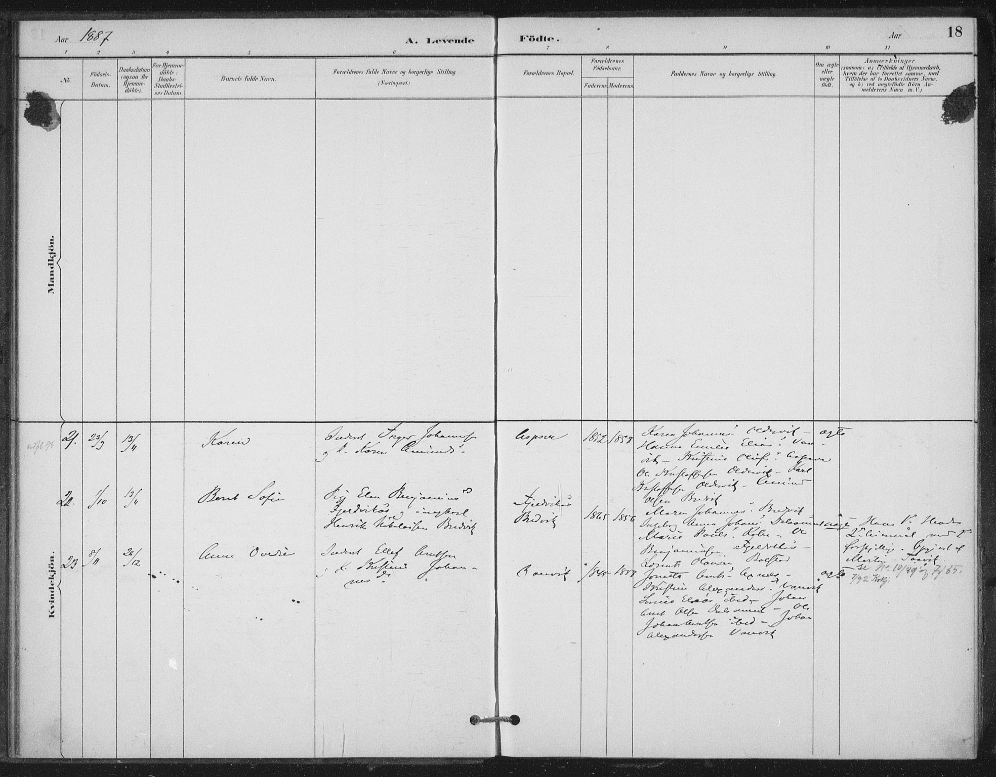 Ministerialprotokoller, klokkerbøker og fødselsregistre - Nord-Trøndelag, AV/SAT-A-1458/702/L0023: Parish register (official) no. 702A01, 1883-1897, p. 18