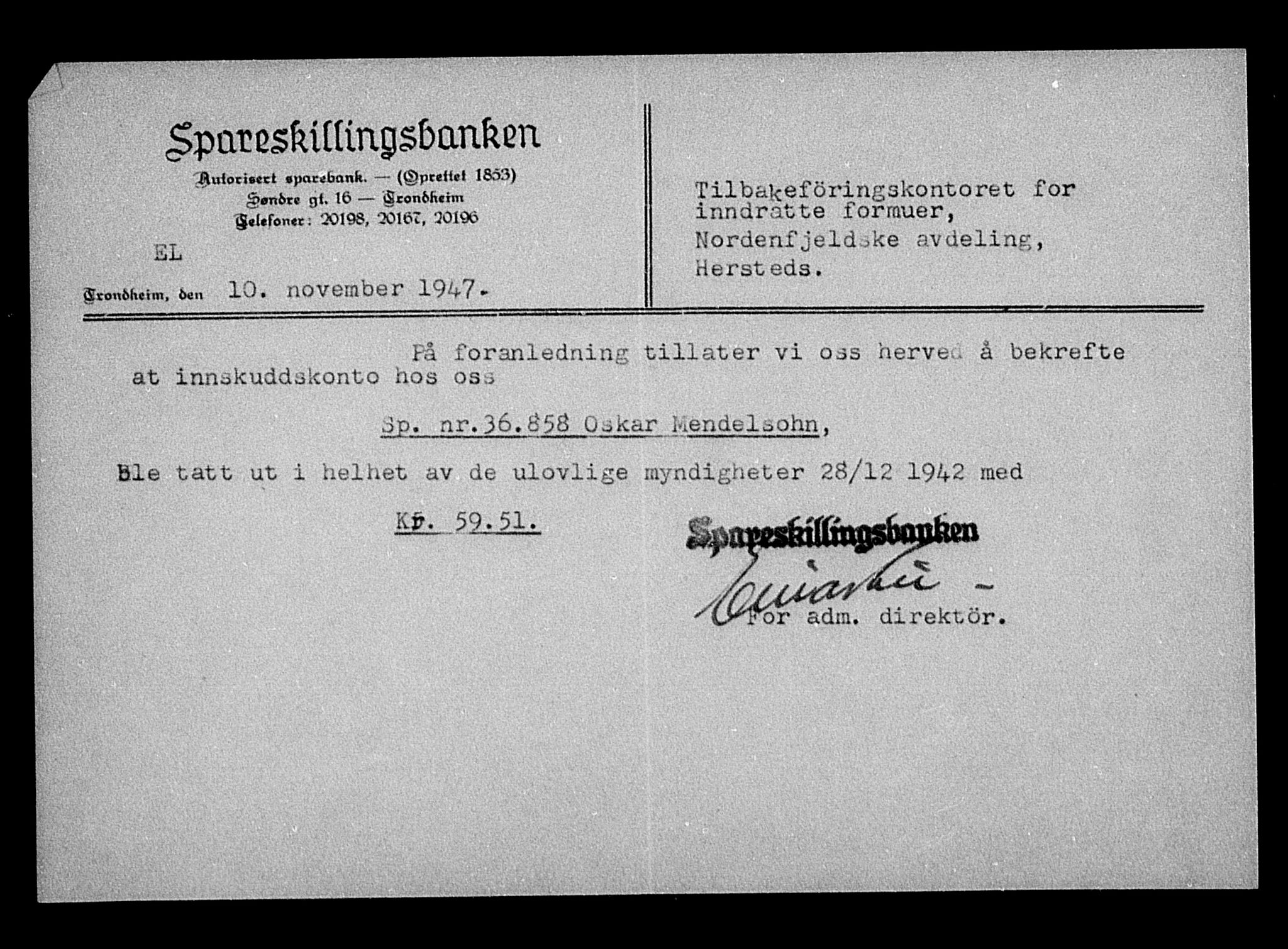 Justisdepartementet, Tilbakeføringskontoret for inndratte formuer, AV/RA-S-1564/H/Hc/Hca/L0905: --, 1945-1947, p. 487