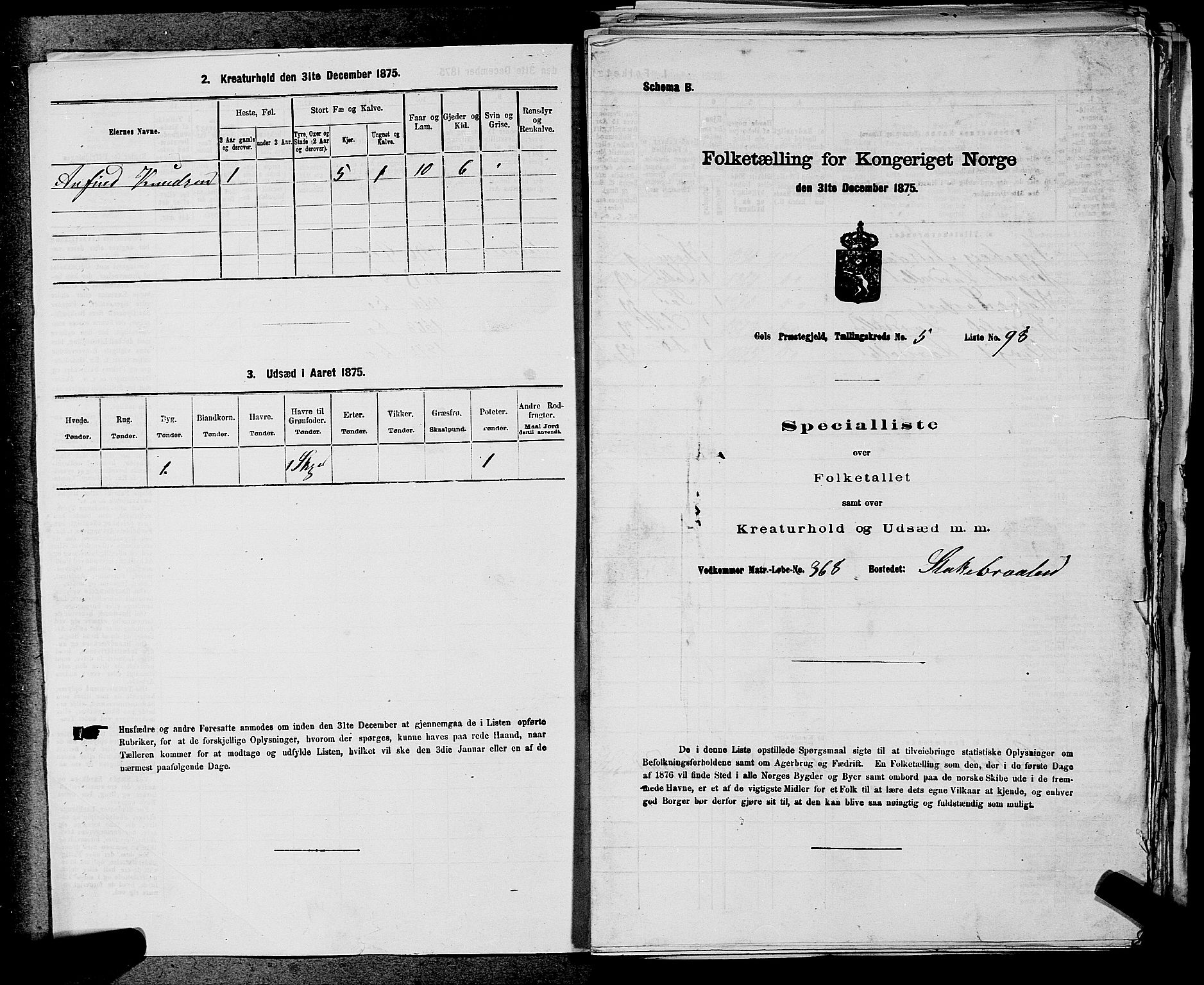 SAKO, 1875 census for 0617P Gol, 1875, p. 724