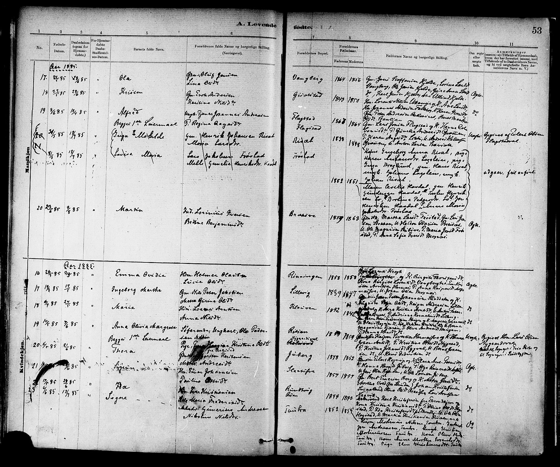 Ministerialprotokoller, klokkerbøker og fødselsregistre - Nord-Trøndelag, AV/SAT-A-1458/713/L0120: Parish register (official) no. 713A09, 1878-1887, p. 53