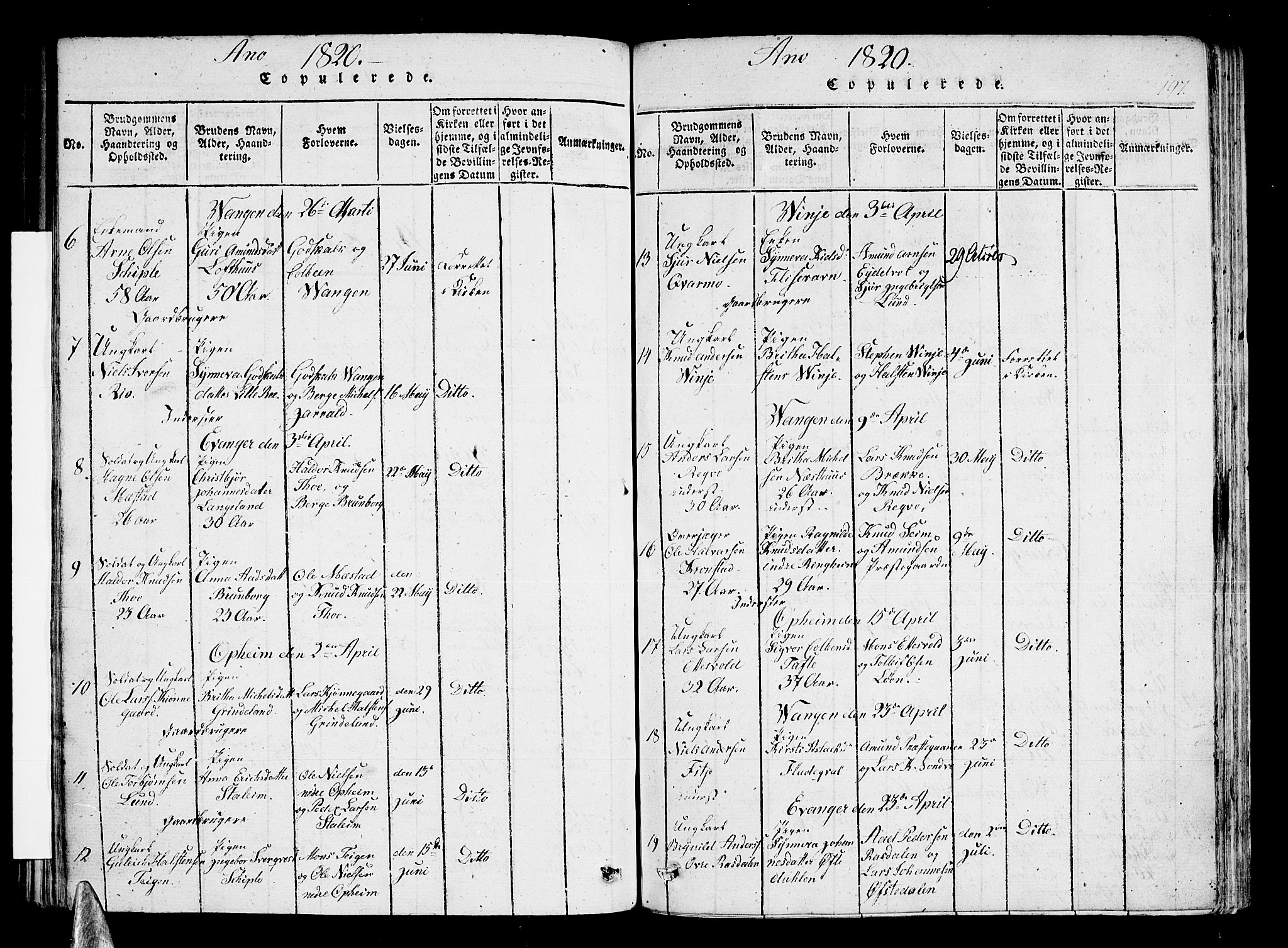 Voss sokneprestembete, SAB/A-79001/H/Haa: Parish register (official) no. A 11, 1816-1827, p. 197