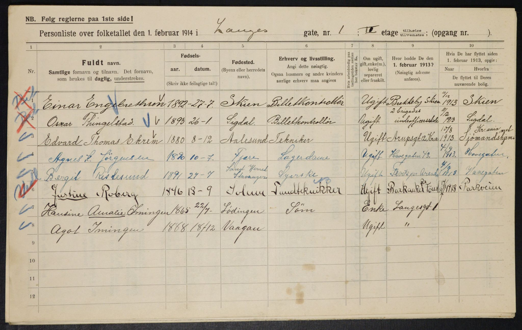 OBA, Municipal Census 1914 for Kristiania, 1914, p. 56242