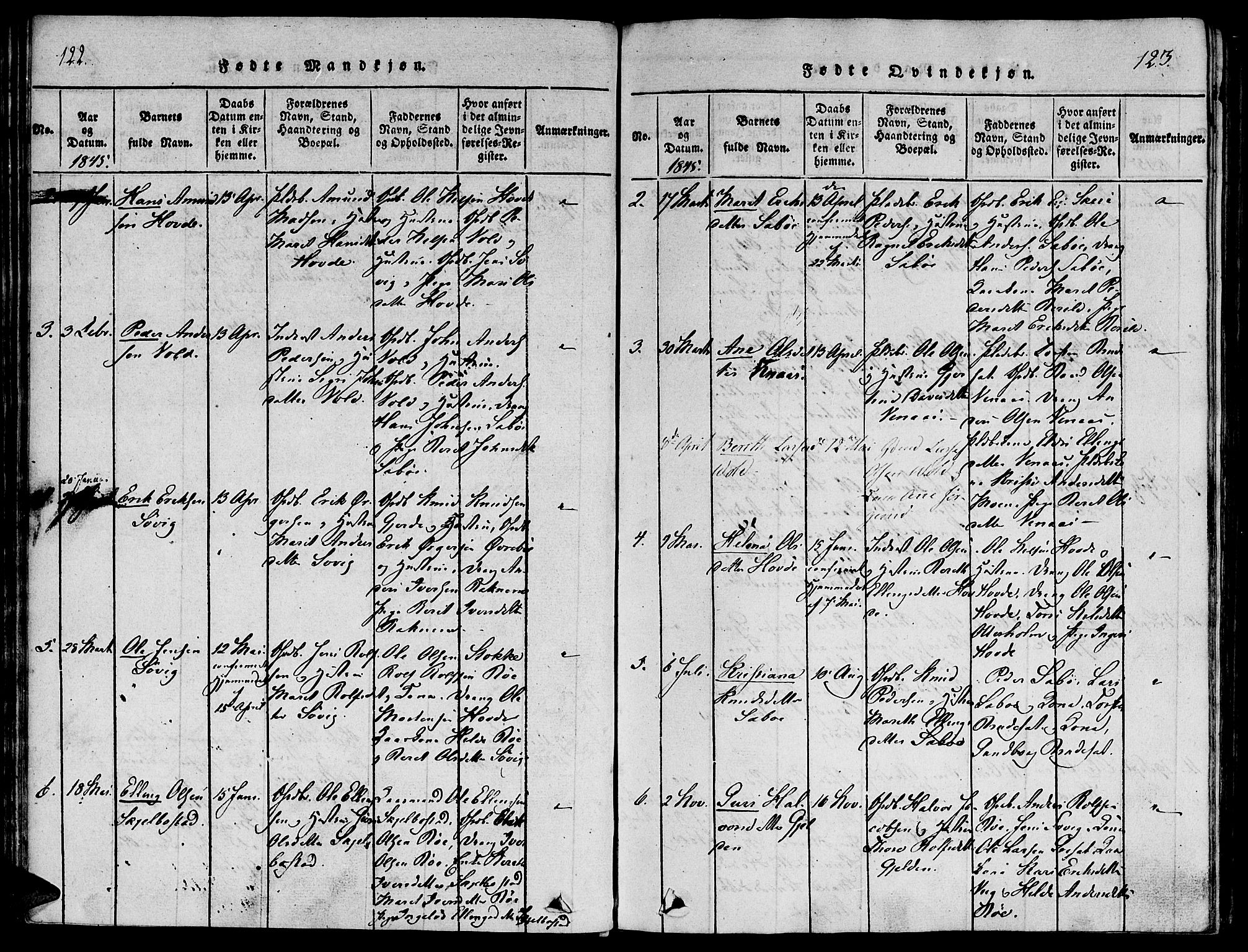Ministerialprotokoller, klokkerbøker og fødselsregistre - Møre og Romsdal, SAT/A-1454/543/L0561: Parish register (official) no. 543A01, 1818-1853, p. 122-123