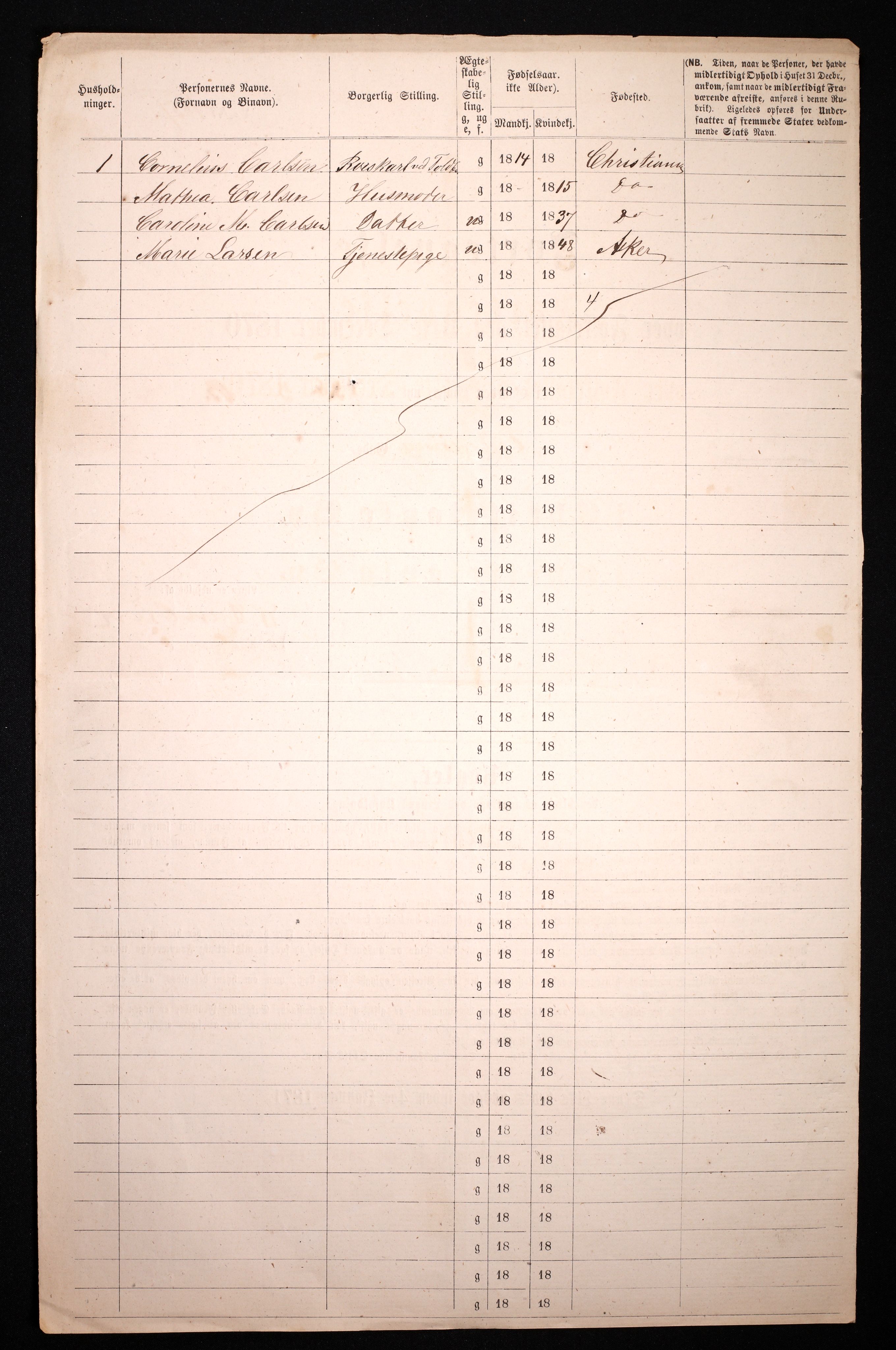 RA, 1870 census for 0301 Kristiania, 1870, p. 818