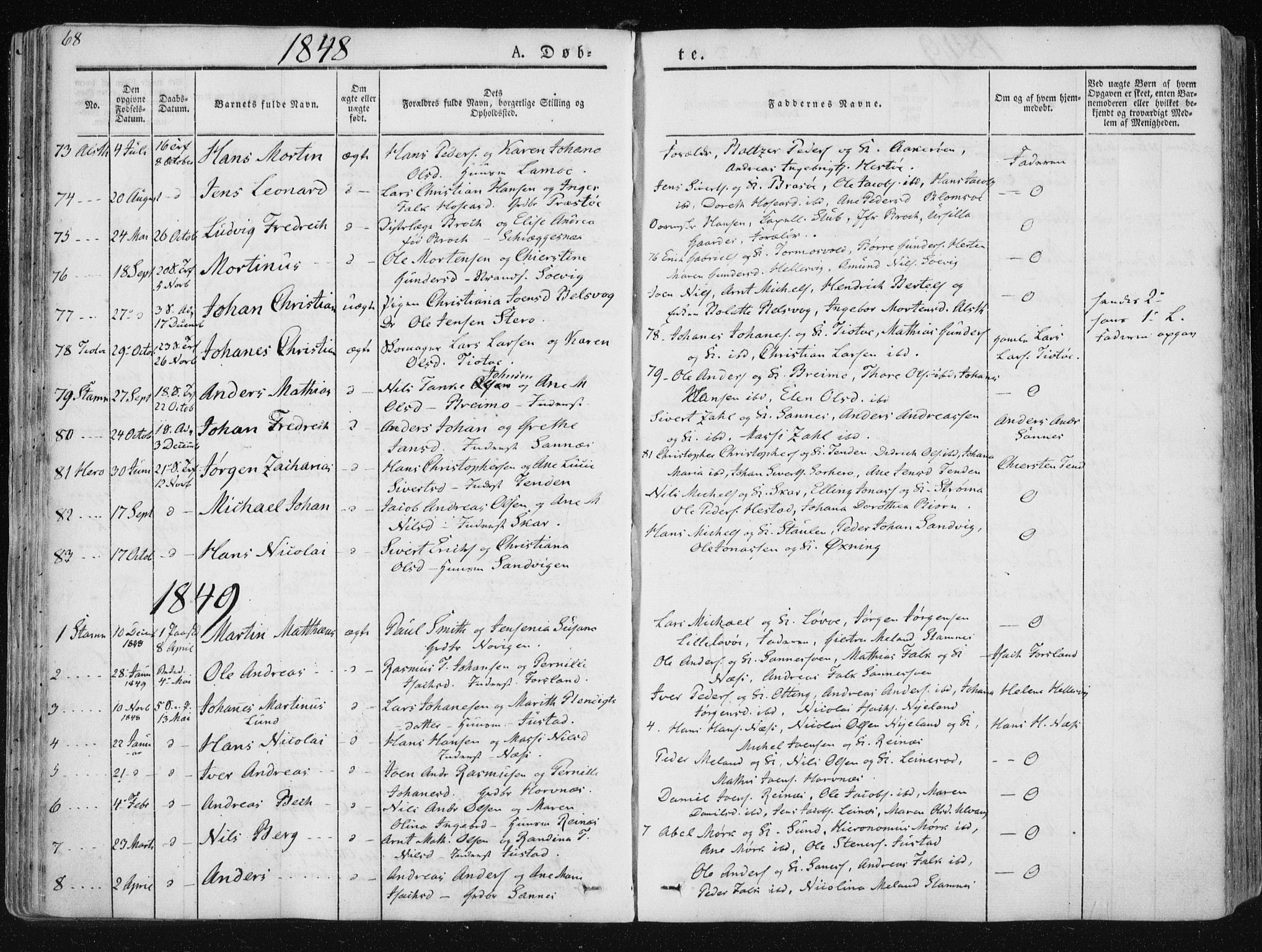 Ministerialprotokoller, klokkerbøker og fødselsregistre - Nordland, SAT/A-1459/830/L0446: Parish register (official) no. 830A10, 1831-1865, p. 68