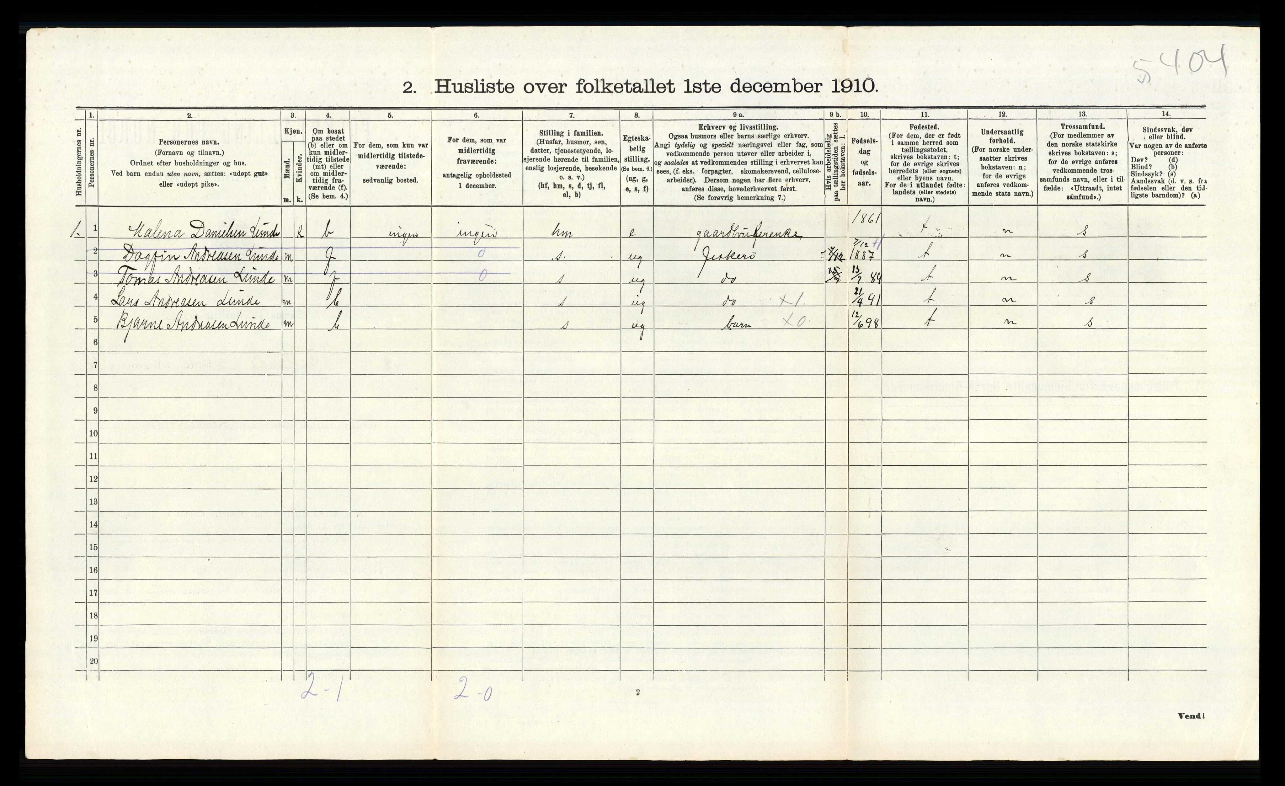 RA, 1910 census for Hetland, 1910, p. 312