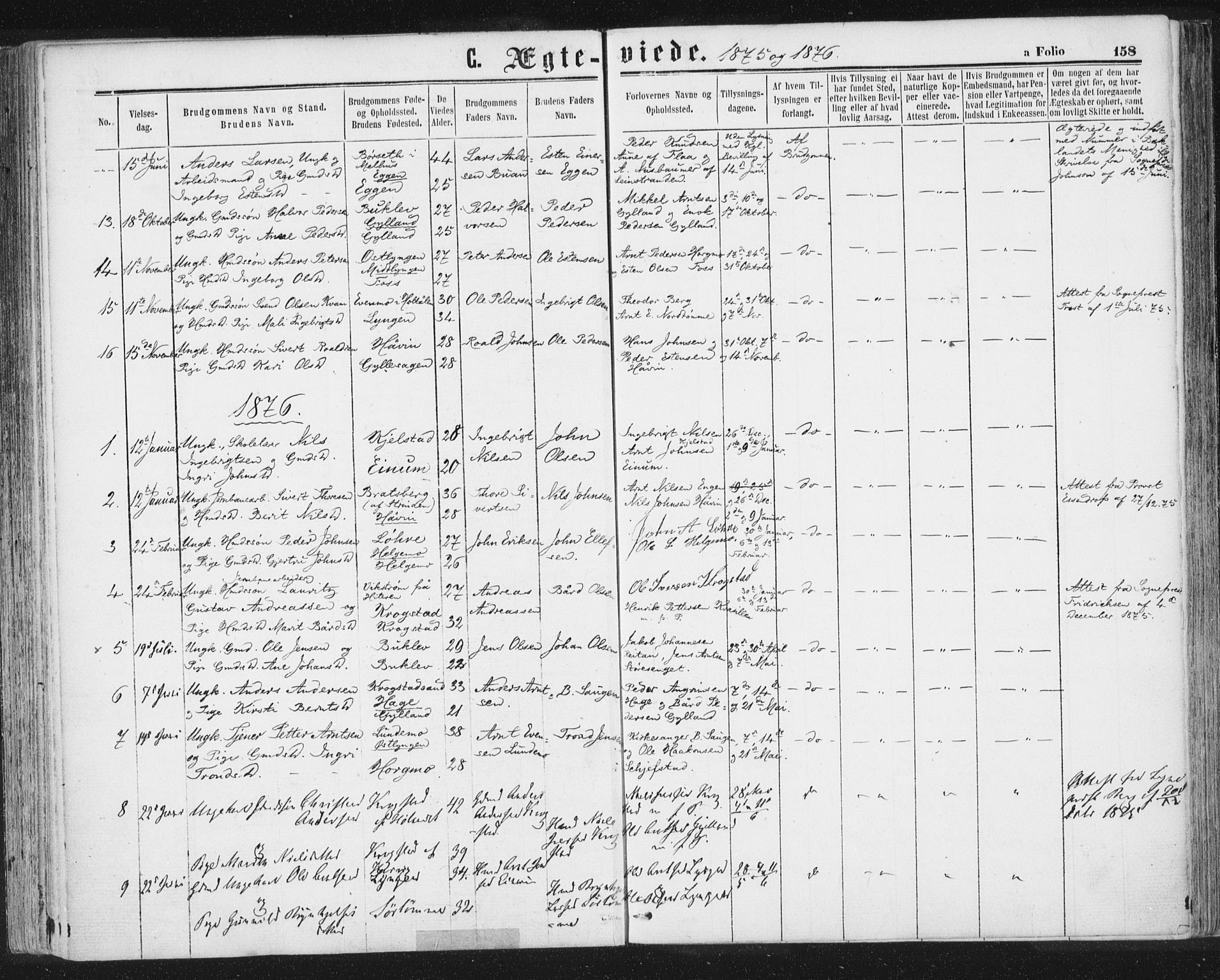 Ministerialprotokoller, klokkerbøker og fødselsregistre - Sør-Trøndelag, SAT/A-1456/692/L1104: Parish register (official) no. 692A04, 1862-1878, p. 158