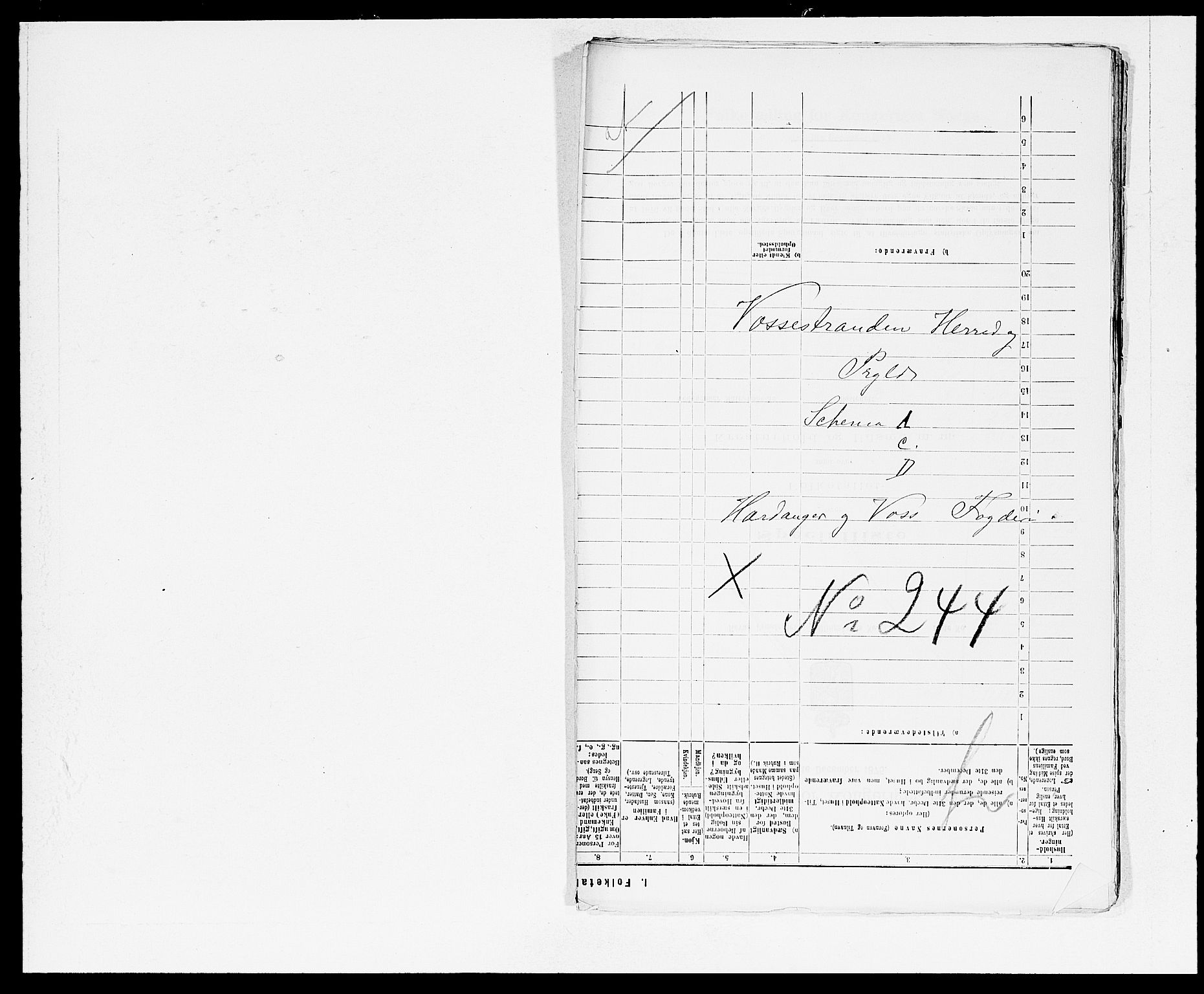 SAB, 1875 census for 1236P Vossestrand, 1875, p. 1