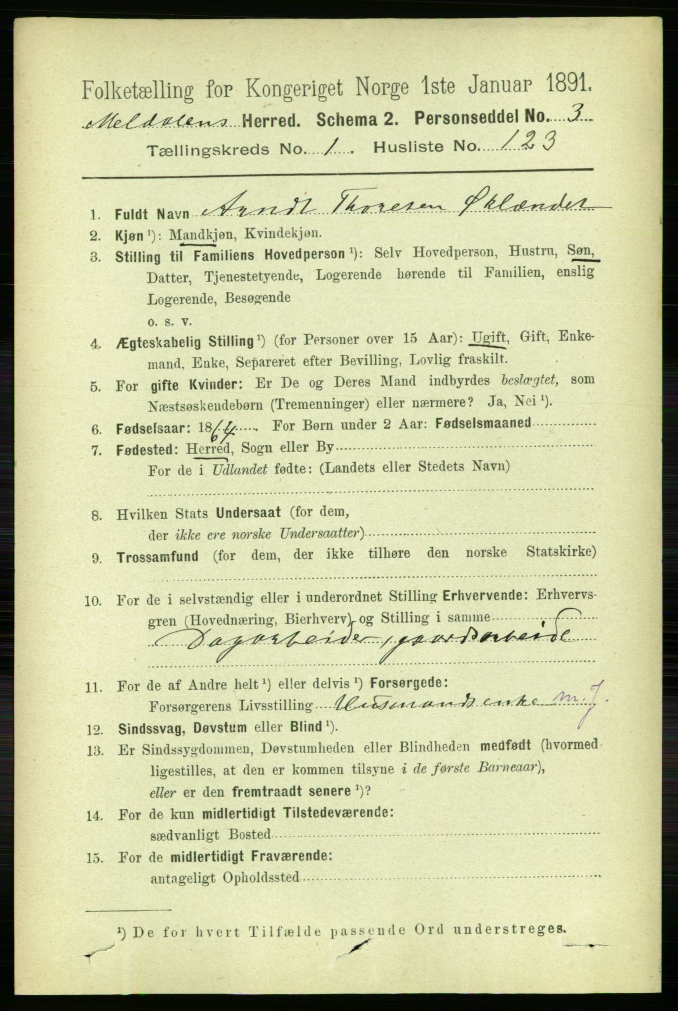 RA, 1891 census for 1636 Meldal, 1891, p. 942