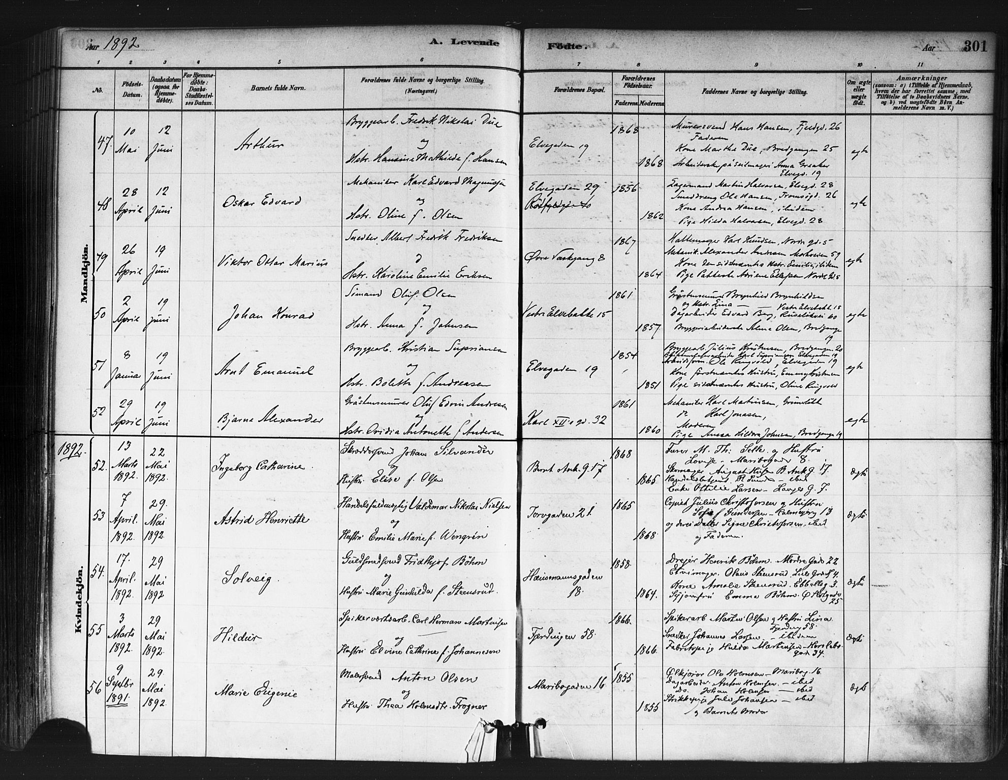 Jakob prestekontor Kirkebøker, SAO/A-10850/F/Fa/L0003: Parish register (official) no. 3, 1880-1895, p. 301