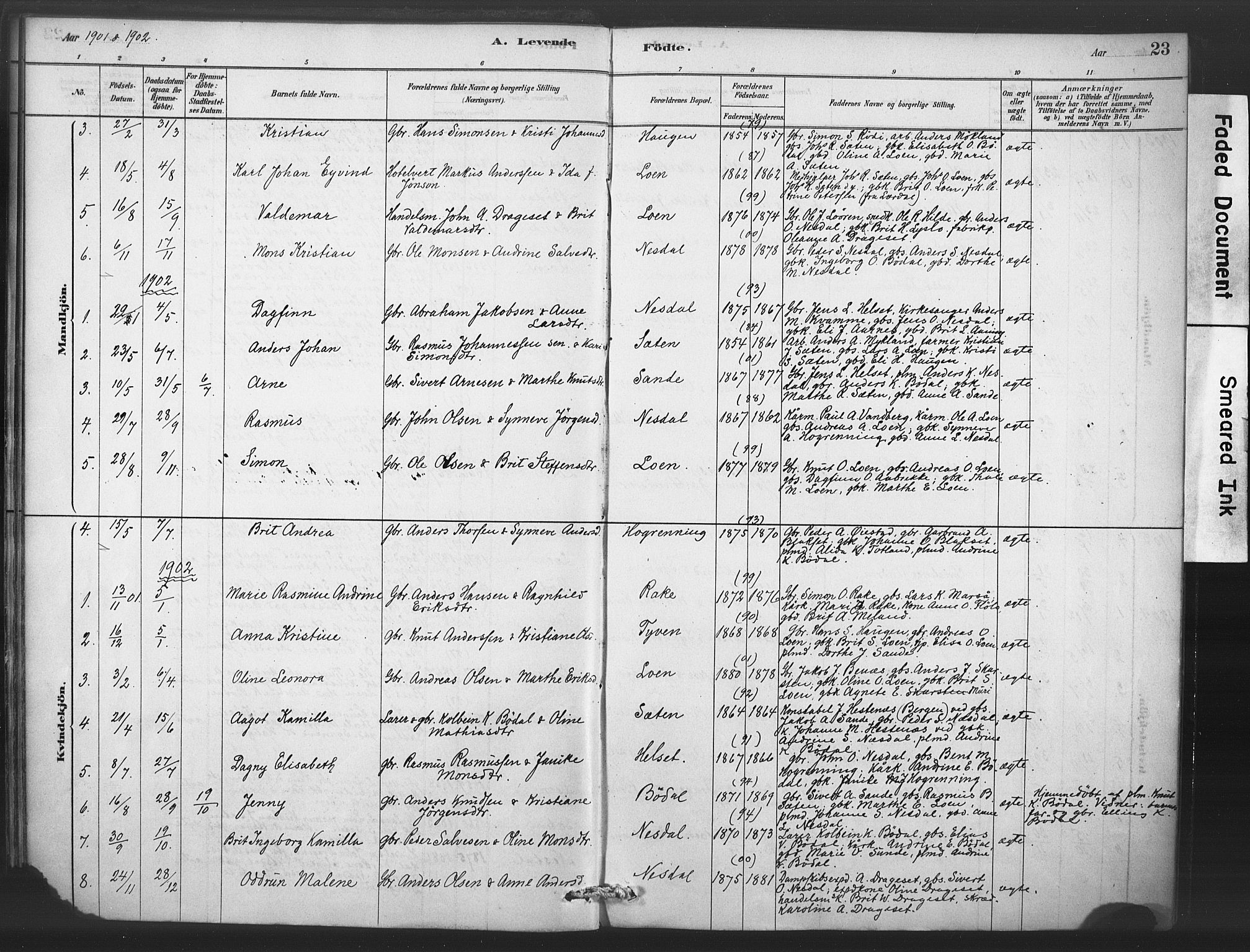 Stryn Sokneprestembete, AV/SAB-A-82501: Parish register (official) no. C 1, 1878-1907, p. 23