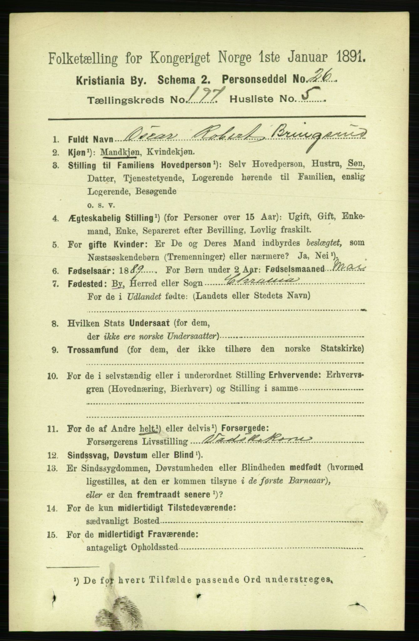 RA, 1891 census for 0301 Kristiania, 1891, p. 118915