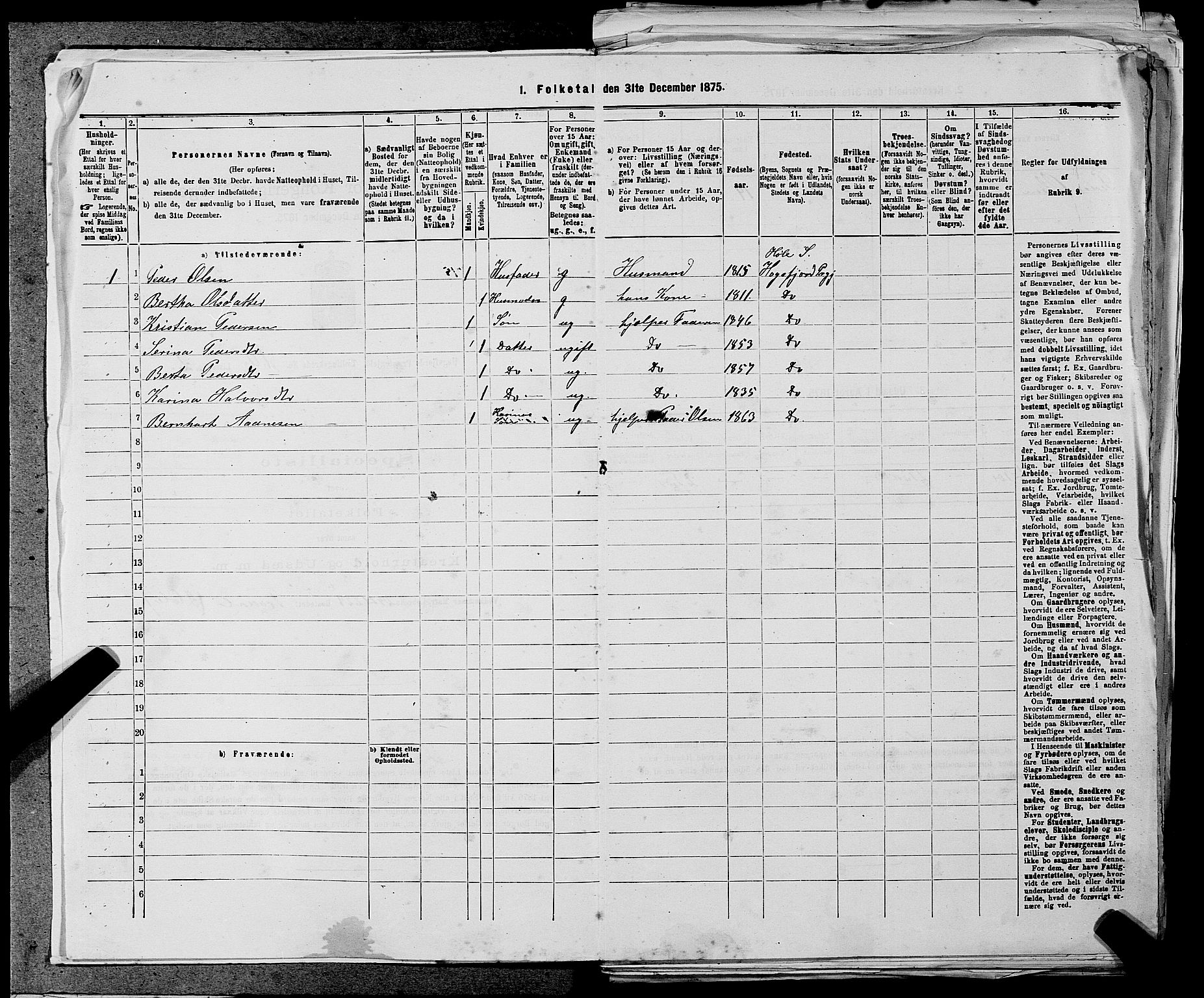 SAST, 1875 census for 1128P Høgsfjord, 1875, p. 777