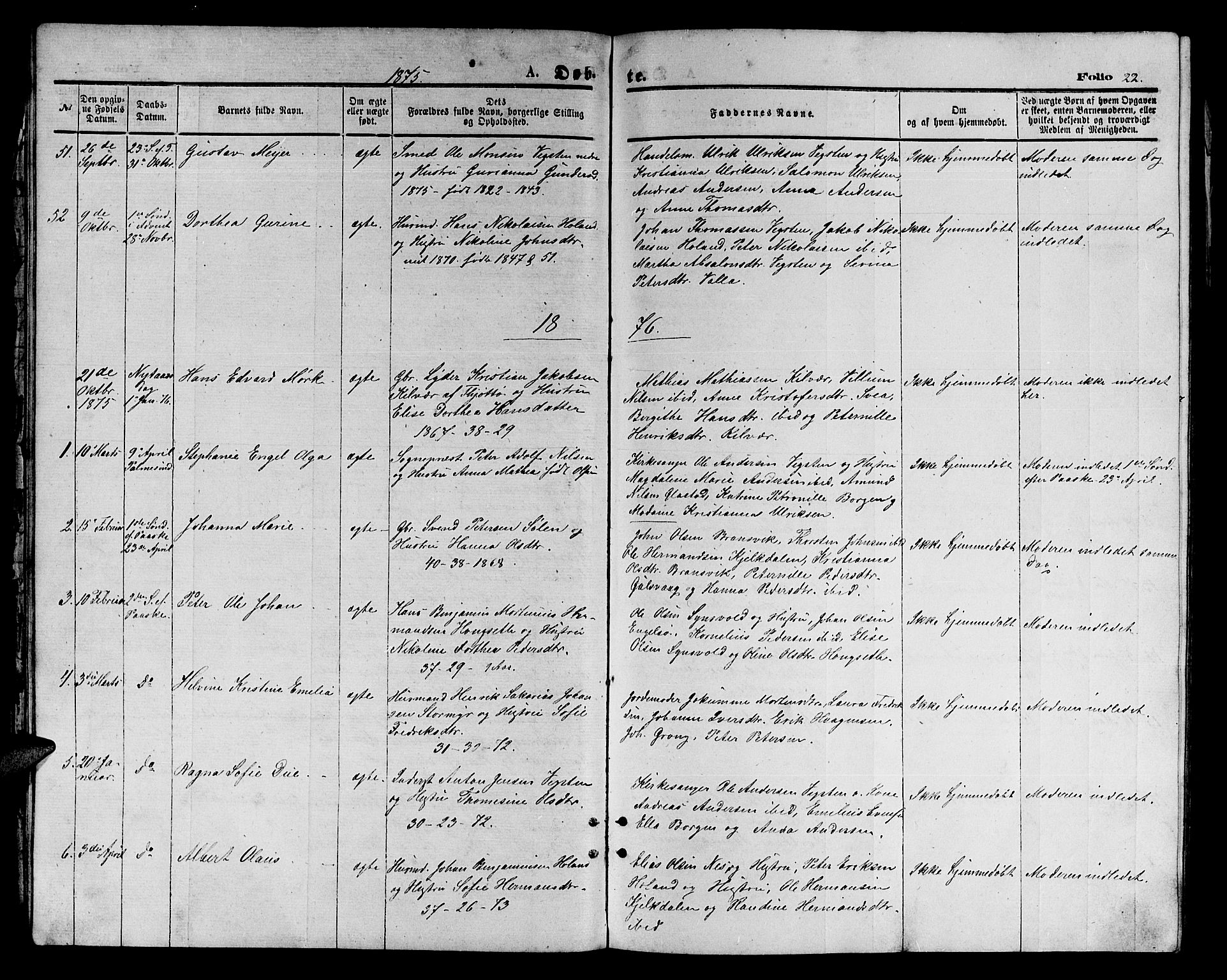 Ministerialprotokoller, klokkerbøker og fødselsregistre - Nordland, AV/SAT-A-1459/816/L0252: Parish register (copy) no. 816C02, 1871-1885, p. 22