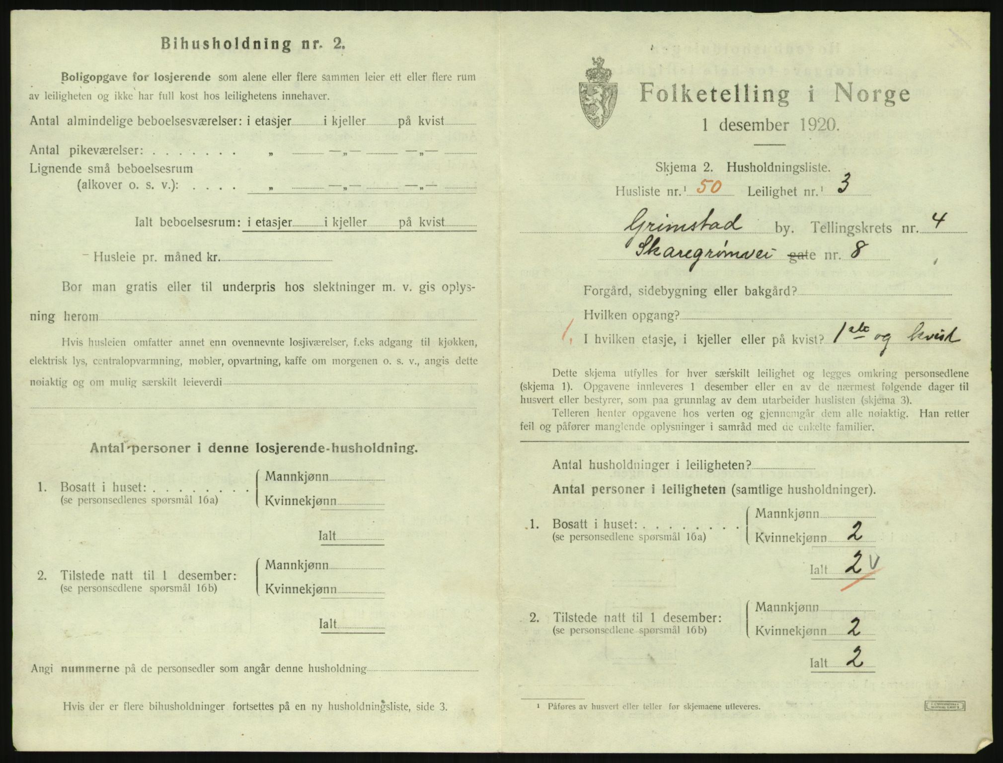 SAK, 1920 census for Grimstad, 1920, p. 1977