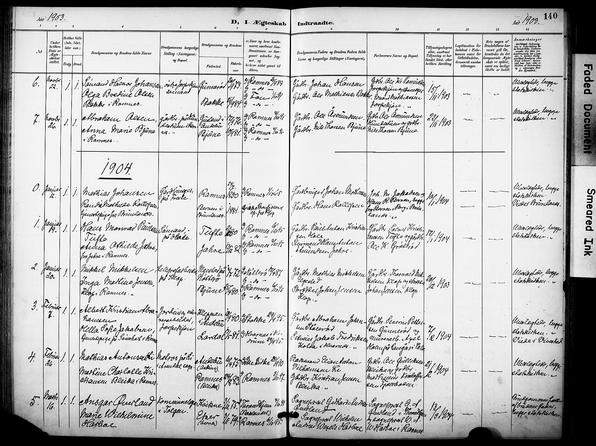 Ramnes kirkebøker, SAKO/A-314/F/Fa/L0008: Parish register (official) no. I 8, 1896-1913, p. 140