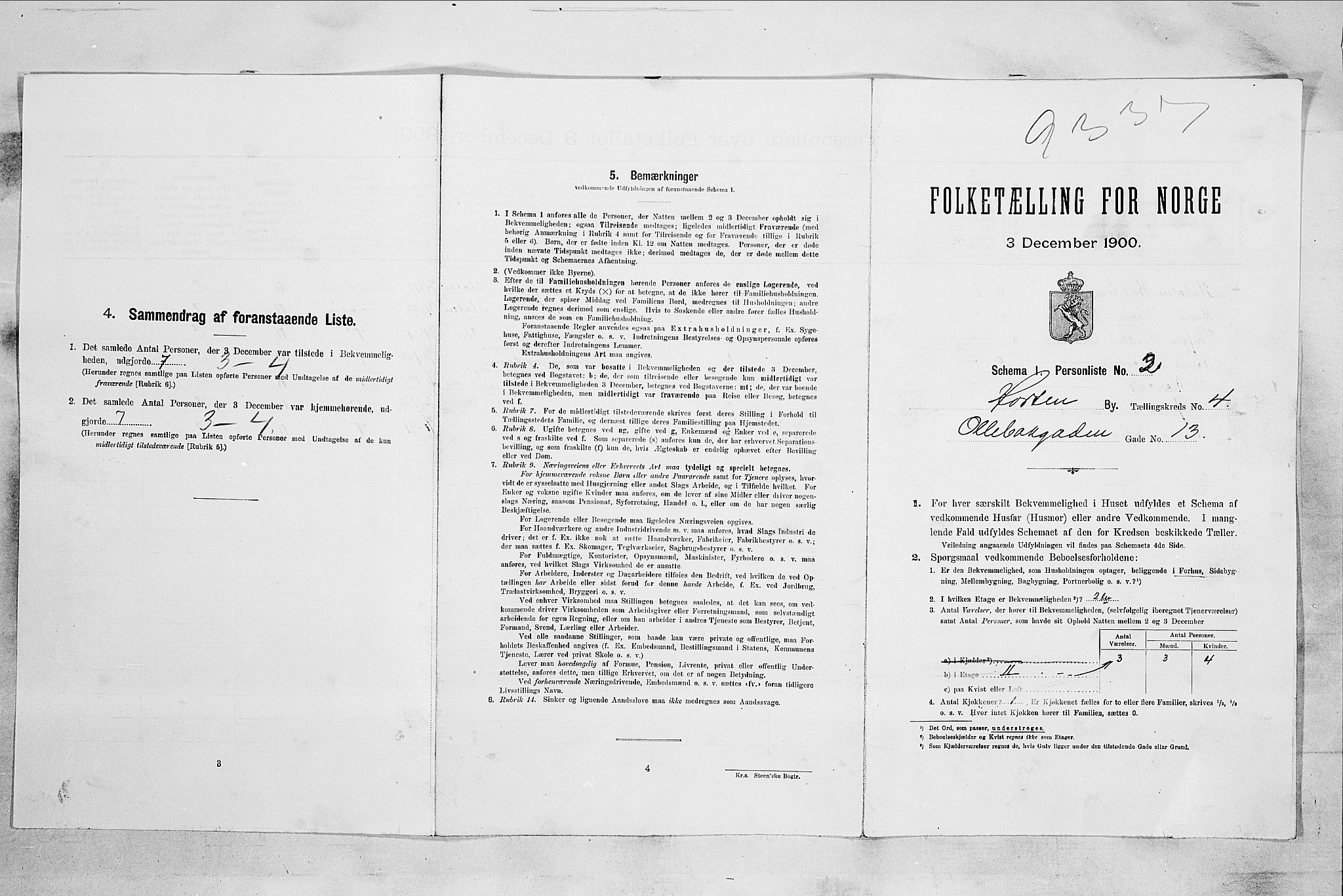 RA, 1900 census for Horten, 1900, p. 2662