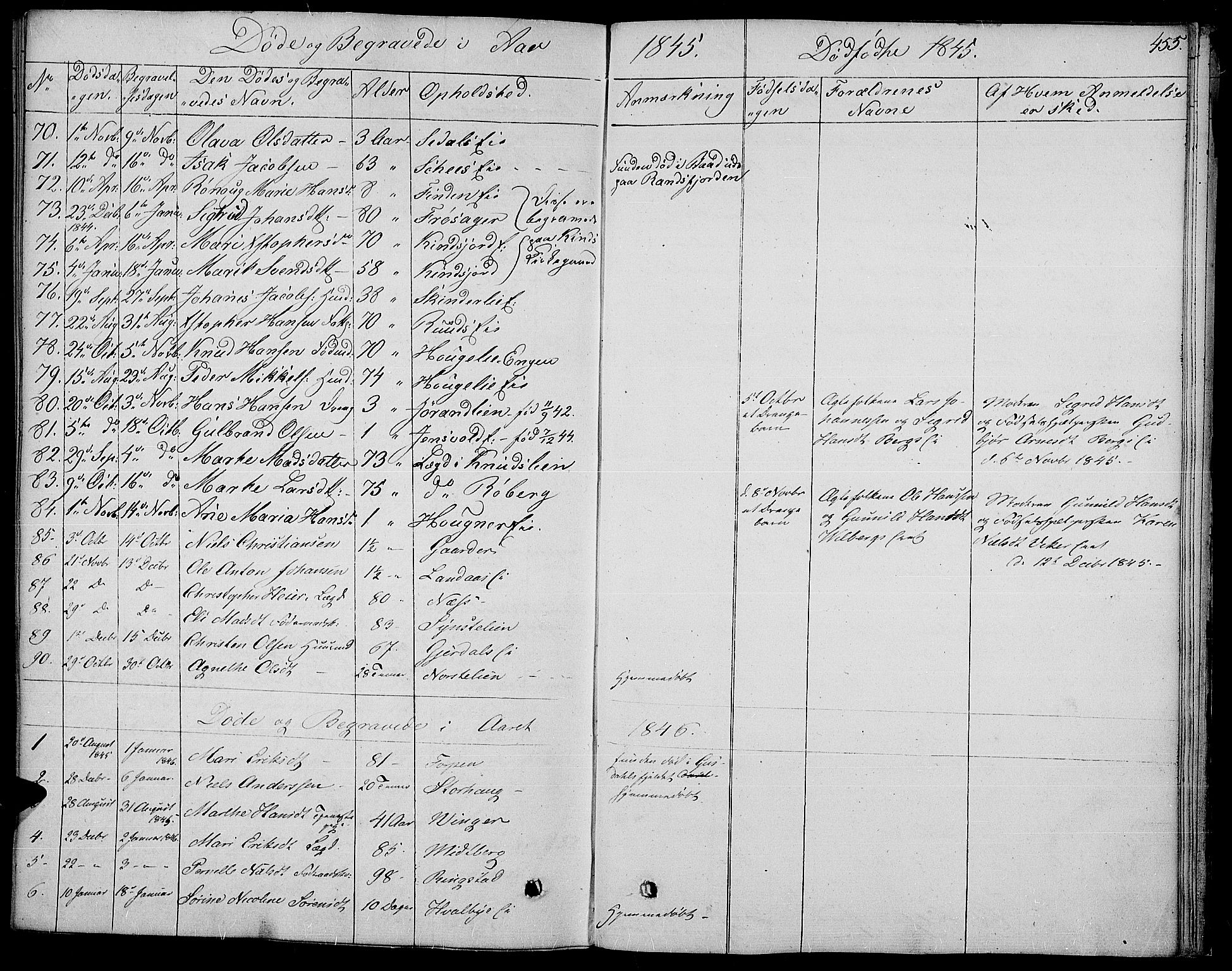 Land prestekontor, SAH/PREST-120/H/Ha/Haa/L0008: Parish register (official) no. 8, 1830-1846, p. 455