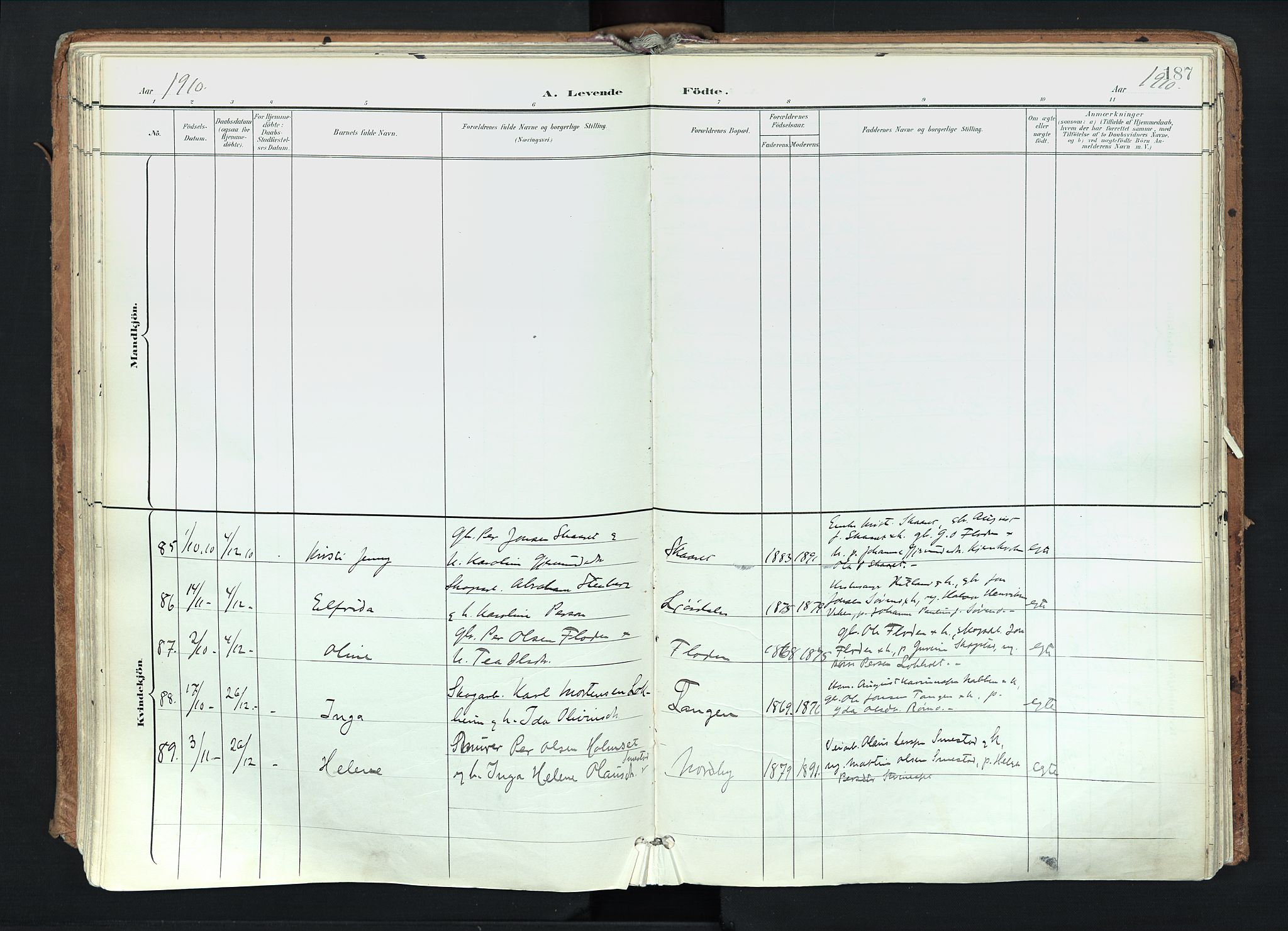 Trysil prestekontor, SAH/PREST-046/H/Ha/Haa/L0012: Parish register (official) no. 12, 1898-1917, p. 187