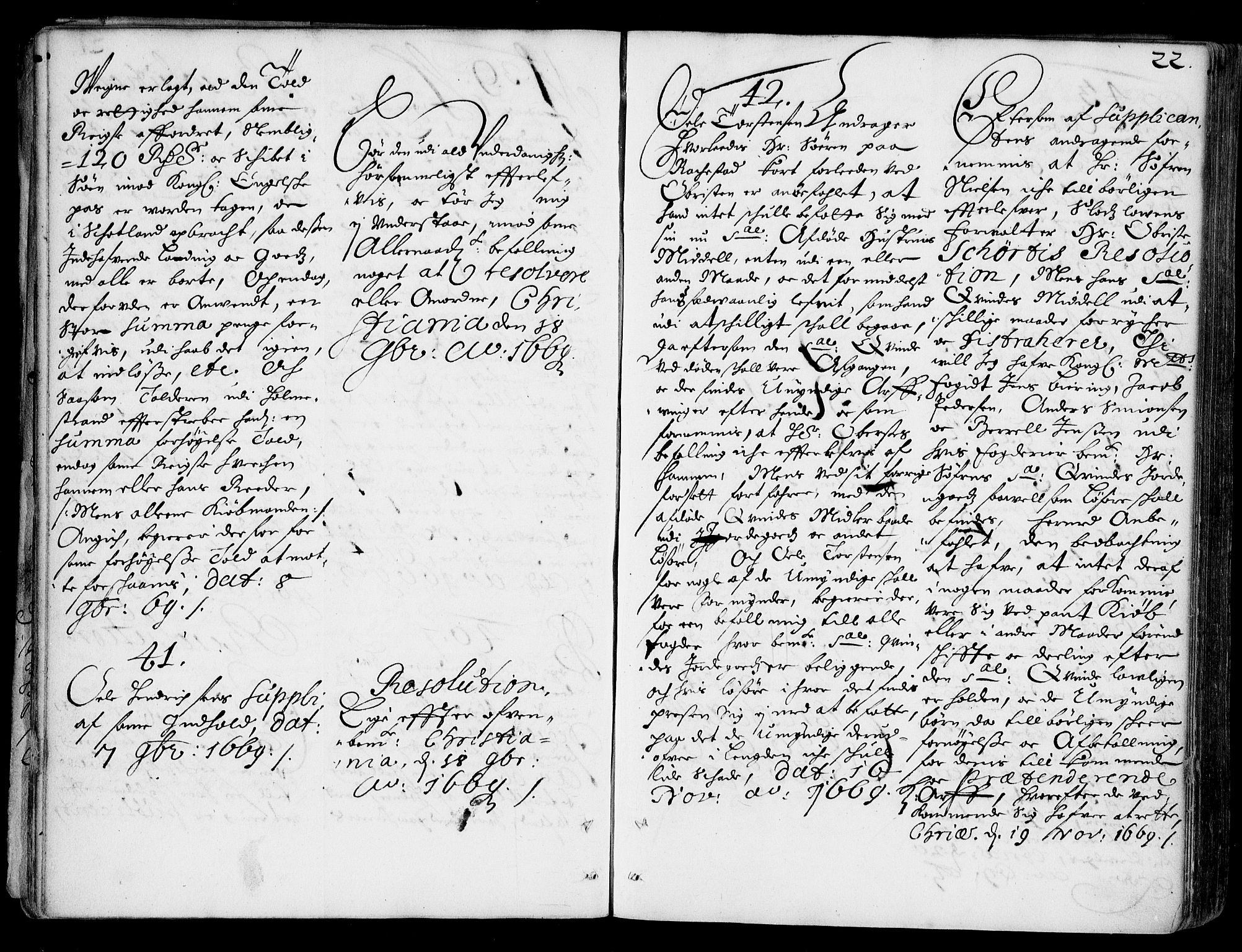 Stattholderembetet 1572-1771, AV/RA-EA-2870/Ad/L0002: Supplikasjons- og resolusjonsprotokoll, 1669-1671, p. 21b-22a