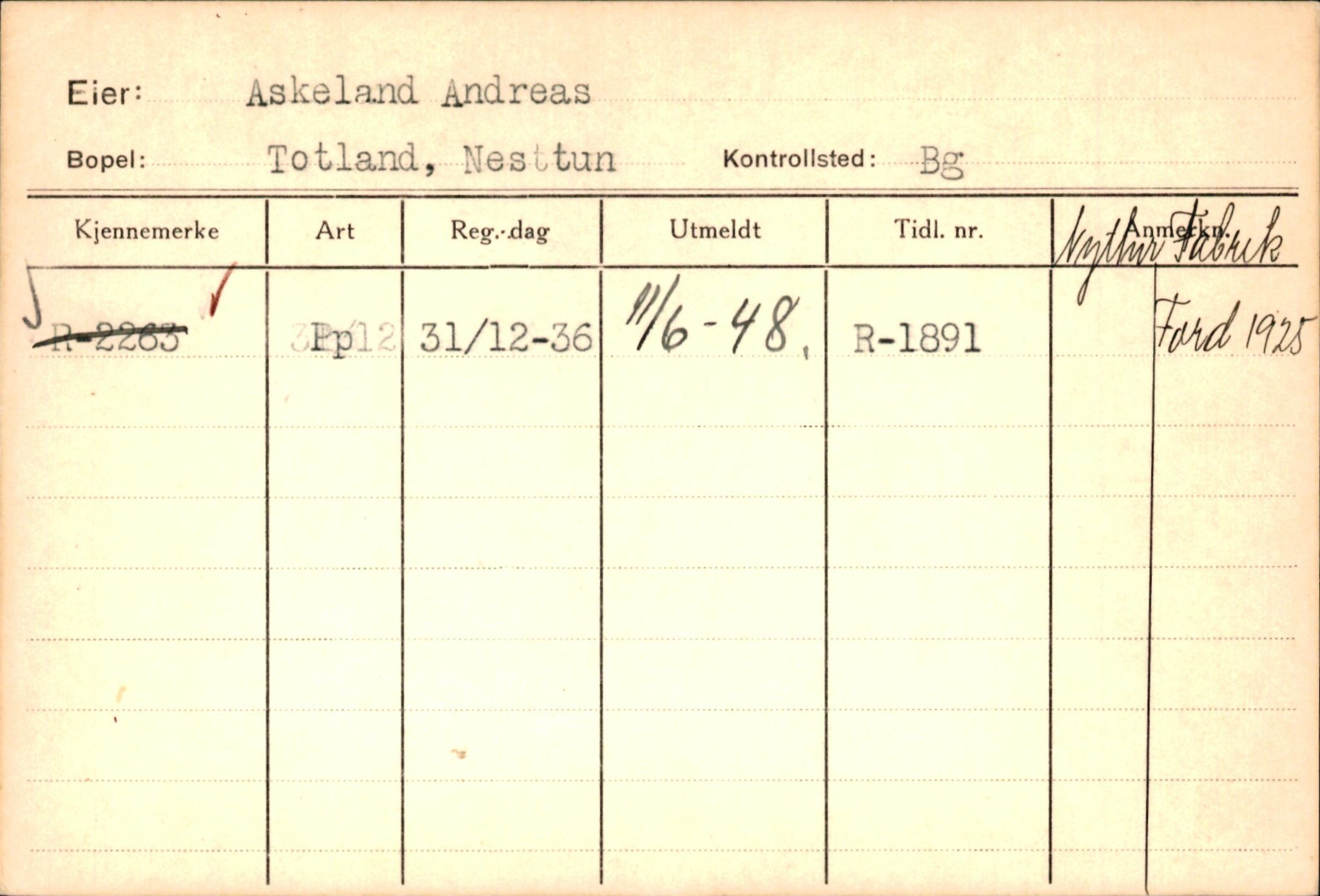 Statens vegvesen, Hordaland vegkontor, AV/SAB-A-5201/2/Ha/L0002: R-eierkort A, 1920-1971, p. 1008