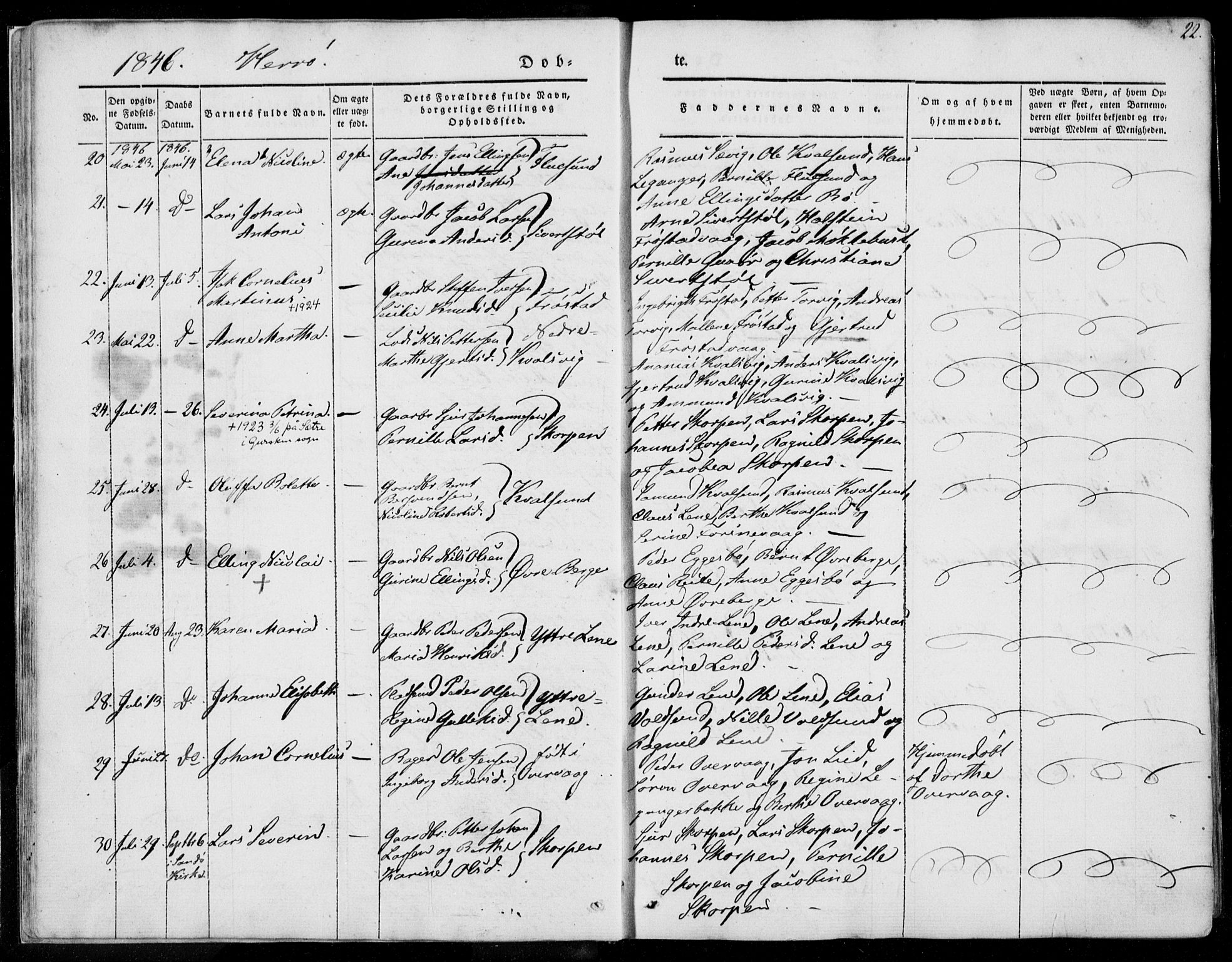 Ministerialprotokoller, klokkerbøker og fødselsregistre - Møre og Romsdal, AV/SAT-A-1454/507/L0070: Parish register (official) no. 507A05, 1842-1873, p. 22