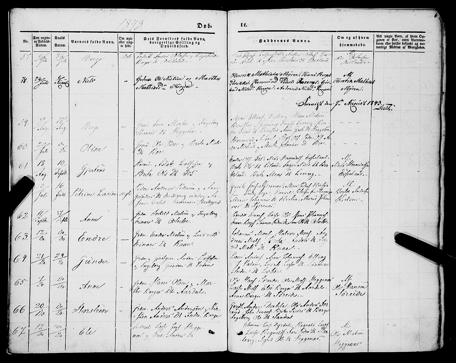 Lavik sokneprestembete, AV/SAB-A-80901: Parish register (official) no. A 3, 1843-1863, p. 6