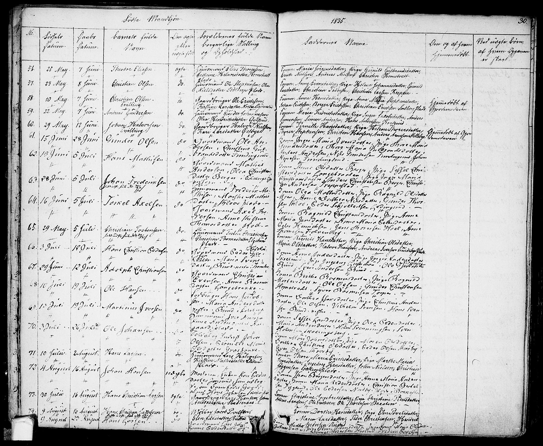Eidsberg prestekontor Kirkebøker, SAO/A-10905/F/Fa/L0008: Parish register (official) no. I 8, 1832-1848, p. 30