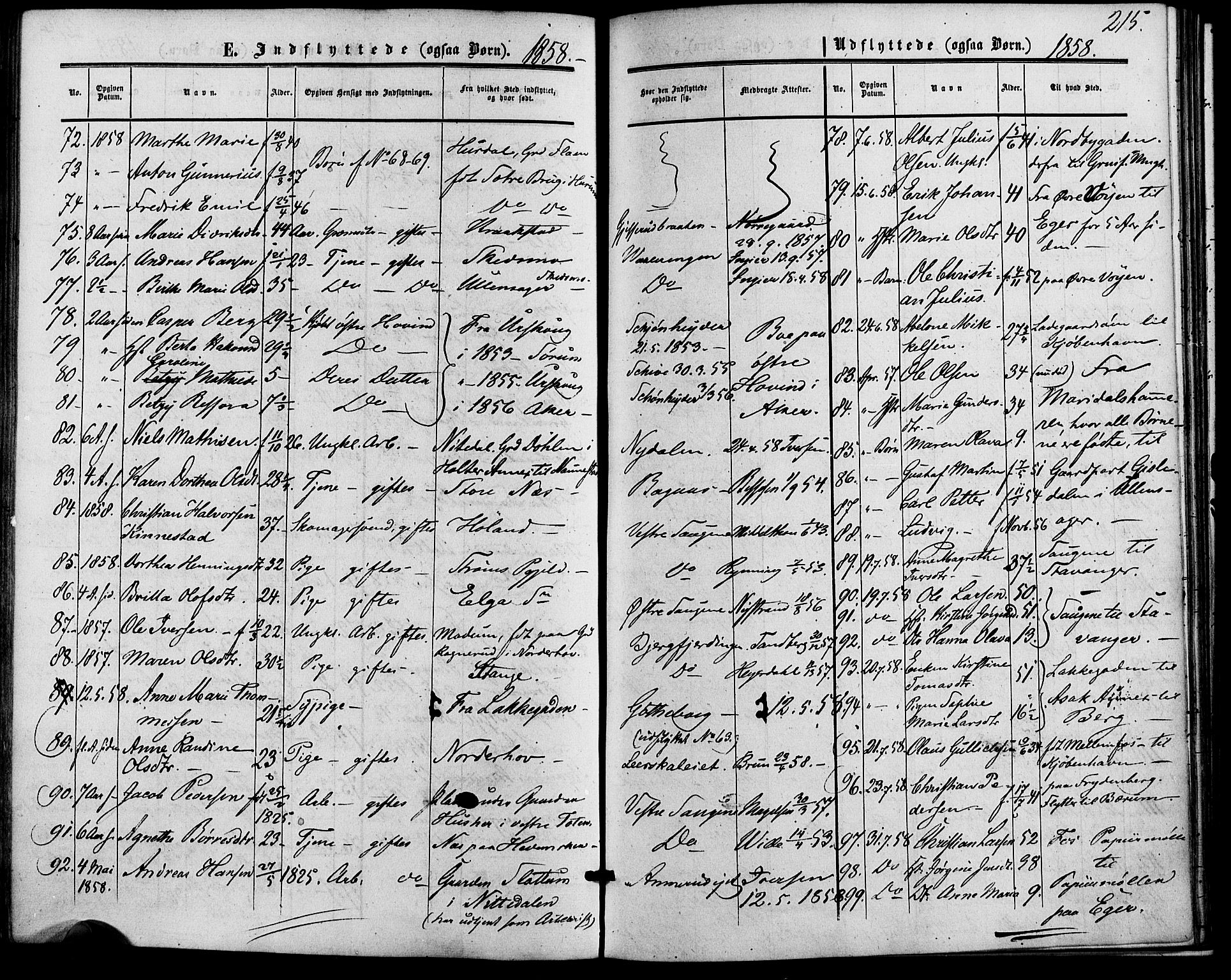 Vestre Aker prestekontor Kirkebøker, AV/SAO-A-10025/F/Fa/L0001: Parish register (official) no. 1, 1853-1858, p. 215