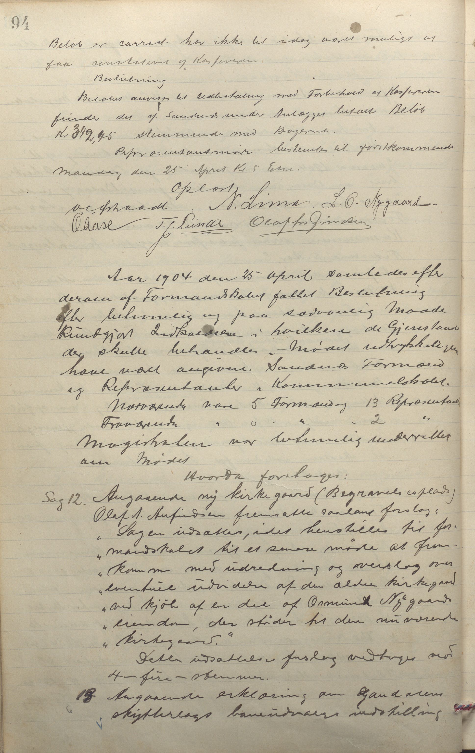 Sandnes kommune - Formannskapet og Bystyret, IKAR/K-100188/Aa/L0006: Møtebok, 1902-1909, p. 94