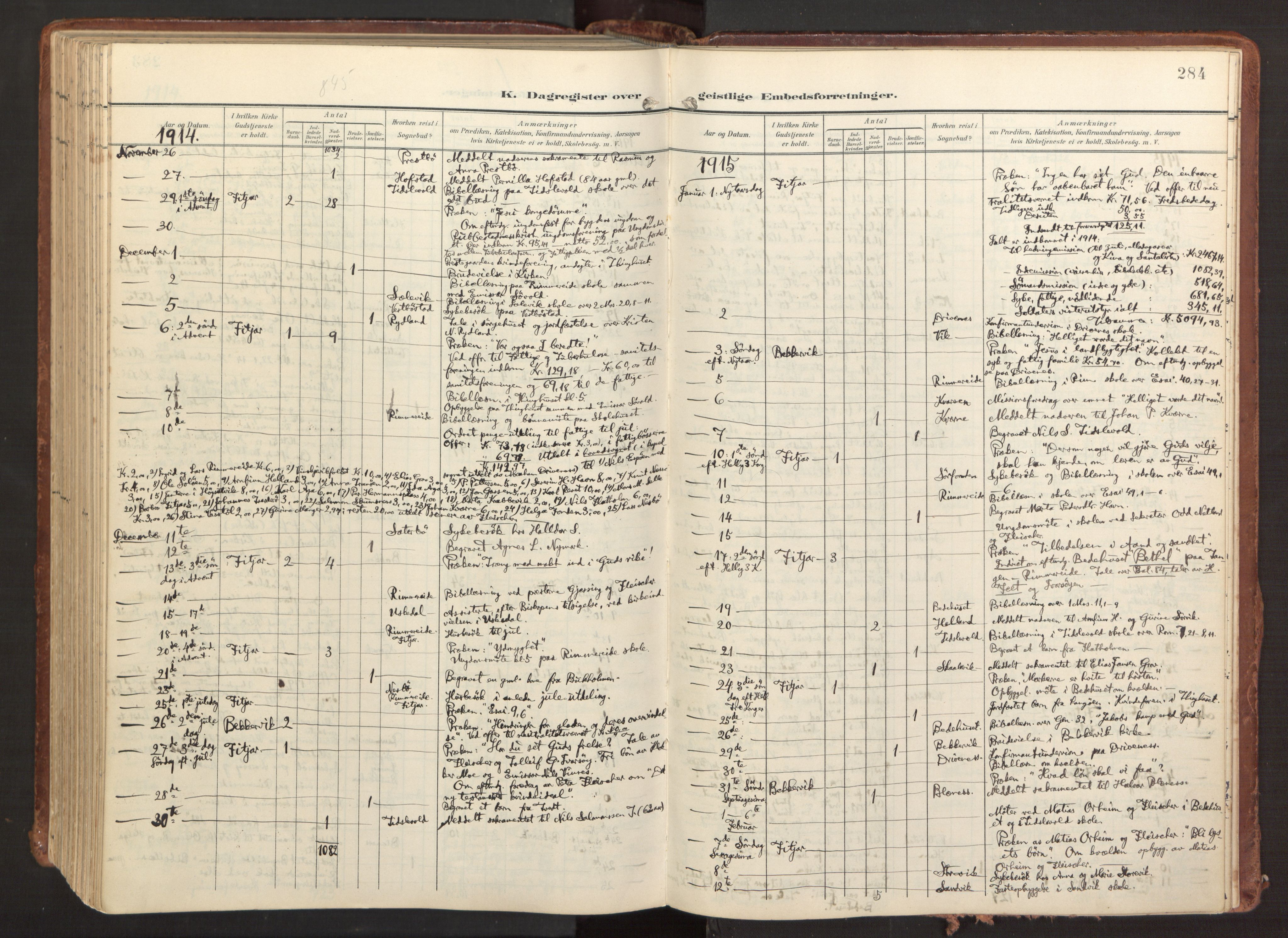 Fitjar sokneprestembete, SAB/A-99926: Parish register (official) no. A 3, 1900-1918, p. 284
