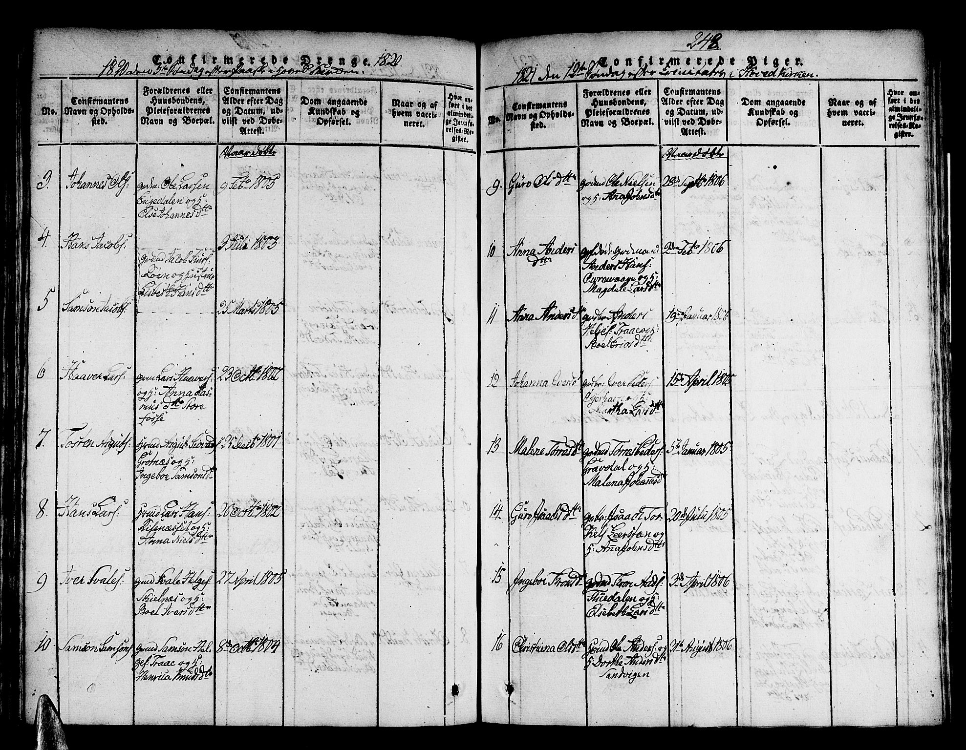 Strandebarm sokneprestembete, SAB/A-78401/H/Haa: Parish register (official) no. A 5, 1816-1826, p. 248