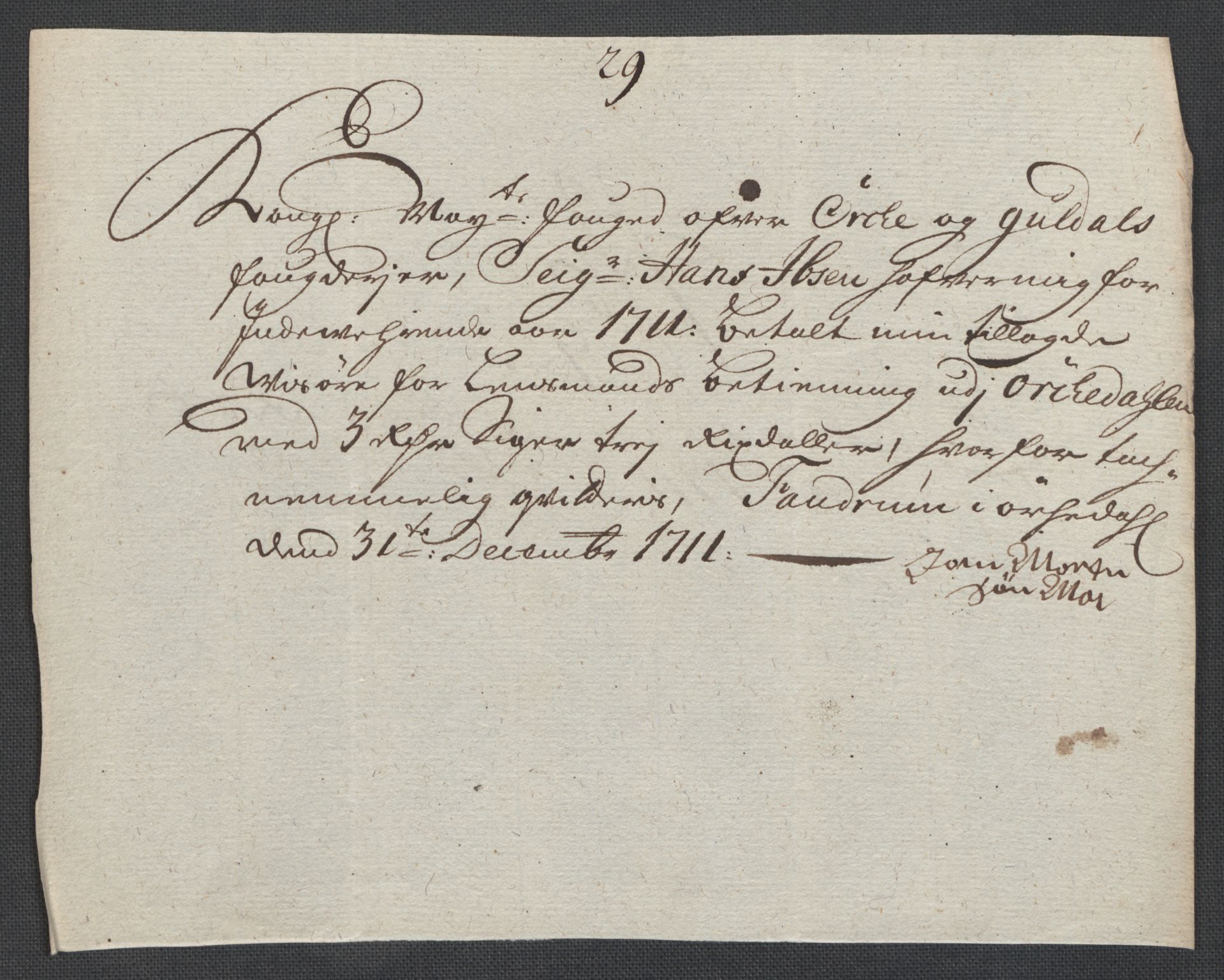 Rentekammeret inntil 1814, Reviderte regnskaper, Fogderegnskap, AV/RA-EA-4092/R60/L3962: Fogderegnskap Orkdal og Gauldal, 1711, p. 249