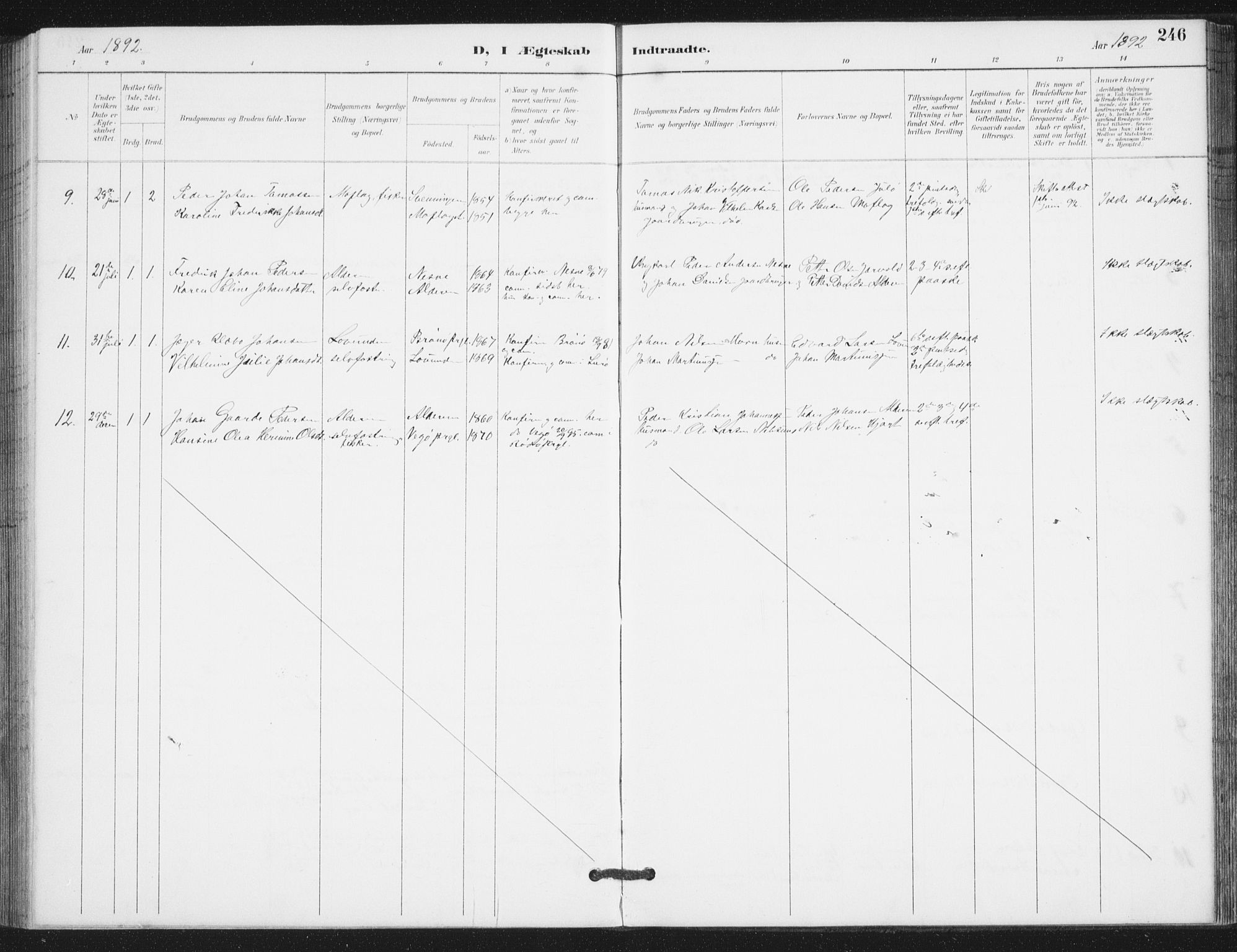 Ministerialprotokoller, klokkerbøker og fødselsregistre - Nordland, AV/SAT-A-1459/839/L0573: Parish register (copy) no. 839C03, 1892-1917, p. 246