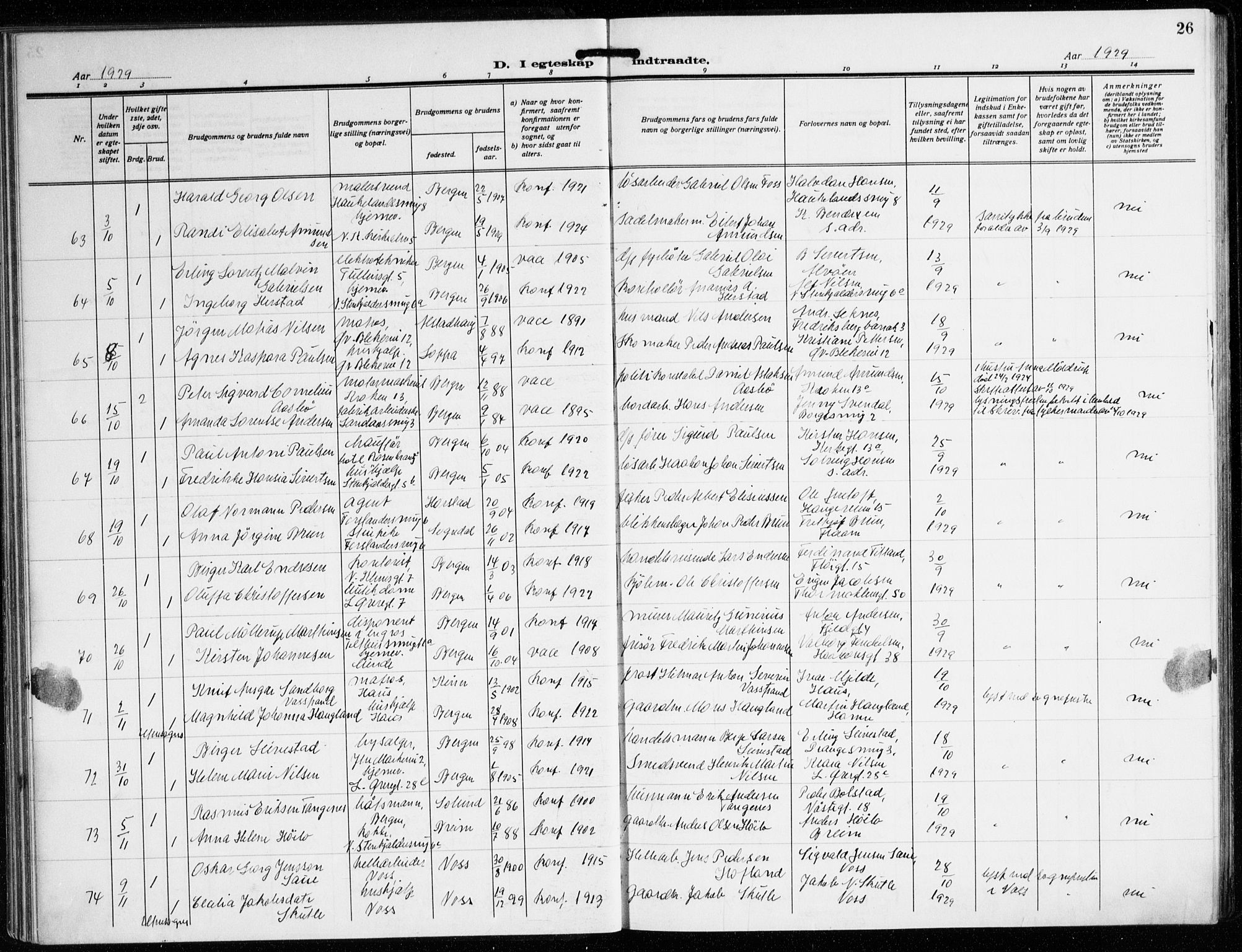 Korskirken sokneprestembete, AV/SAB-A-76101/H/Hab: Parish register (copy) no. D 5, 1926-1944, p. 26