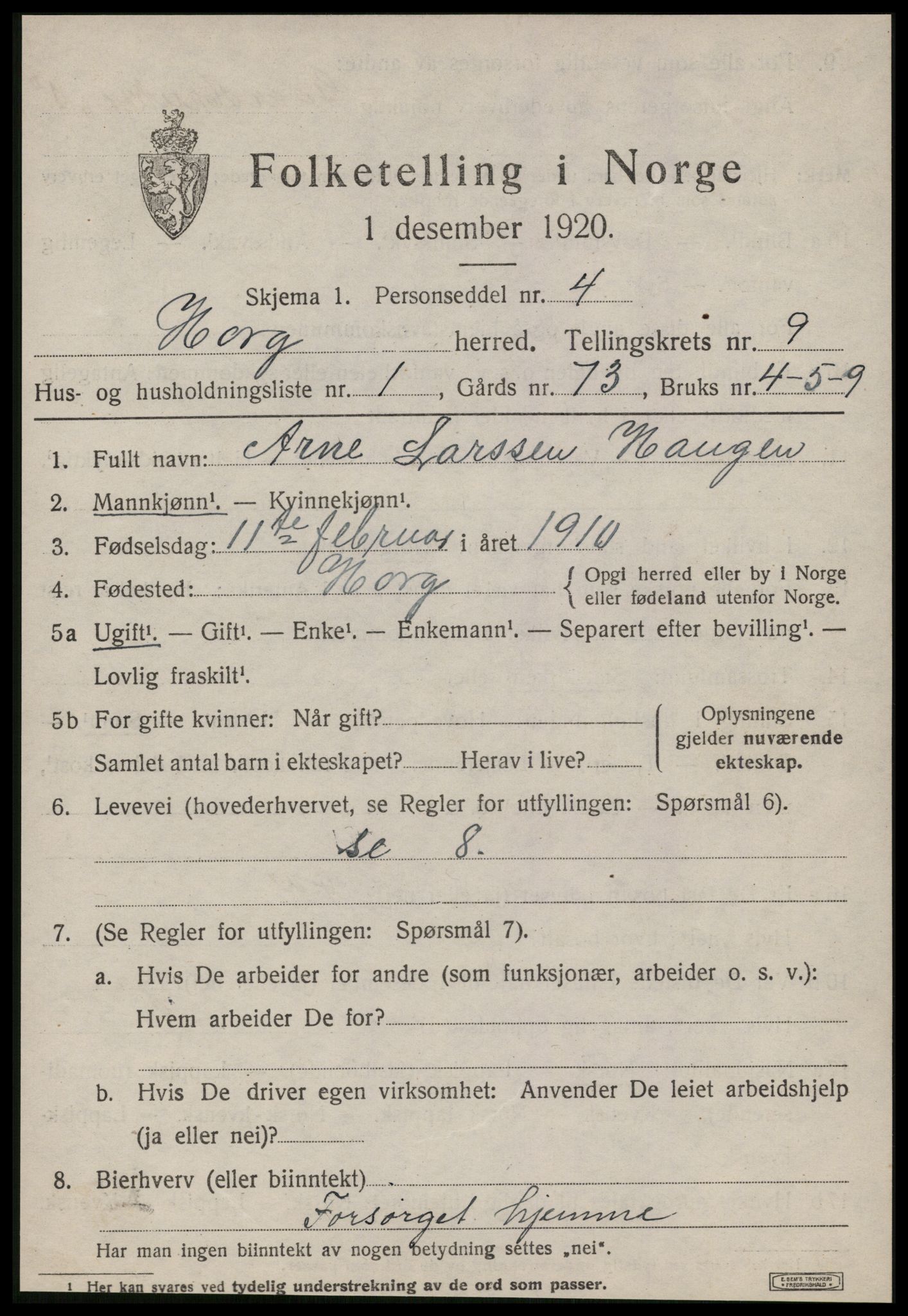 SAT, 1920 census for Horg, 1920, p. 5356