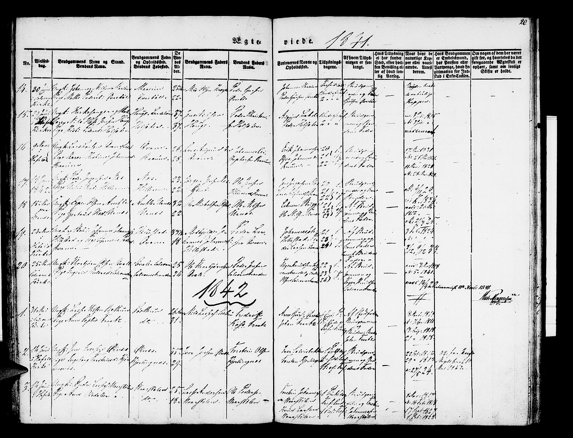 Hafslo sokneprestembete, SAB/A-80301/H/Haa/Haaa/L0007: Parish register (official) no. A 7, 1834-1854, p. 20