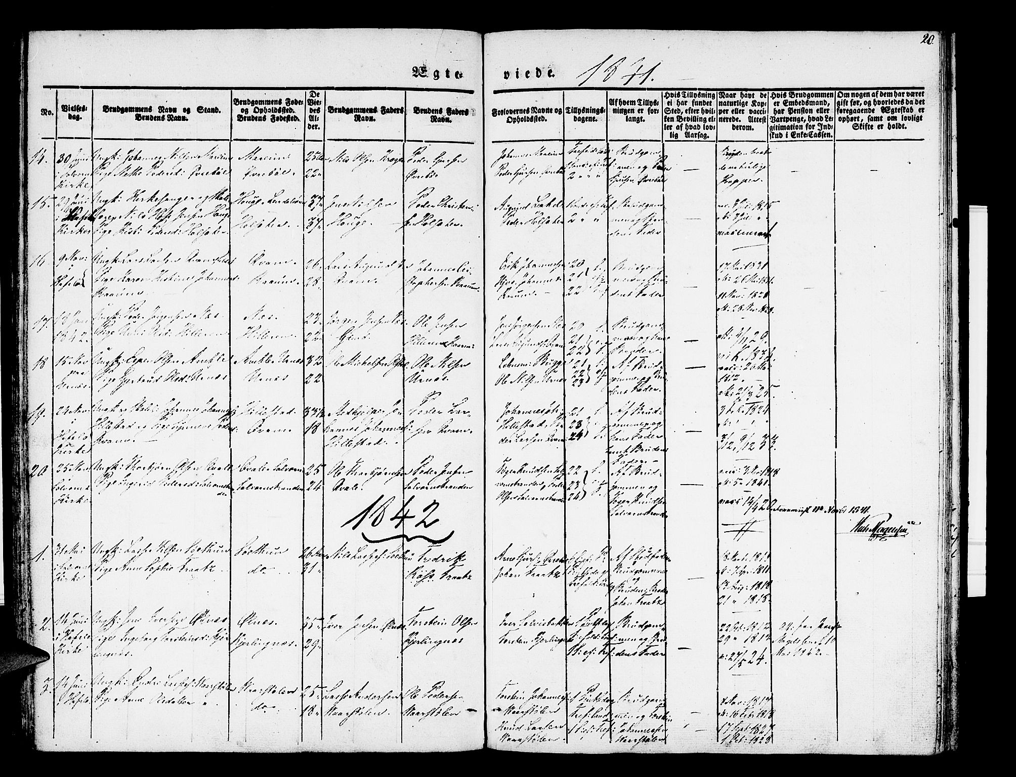 Hafslo sokneprestembete, AV/SAB-A-80301/H/Haa/Haaa/L0007: Parish register (official) no. A 7, 1834-1854, p. 20