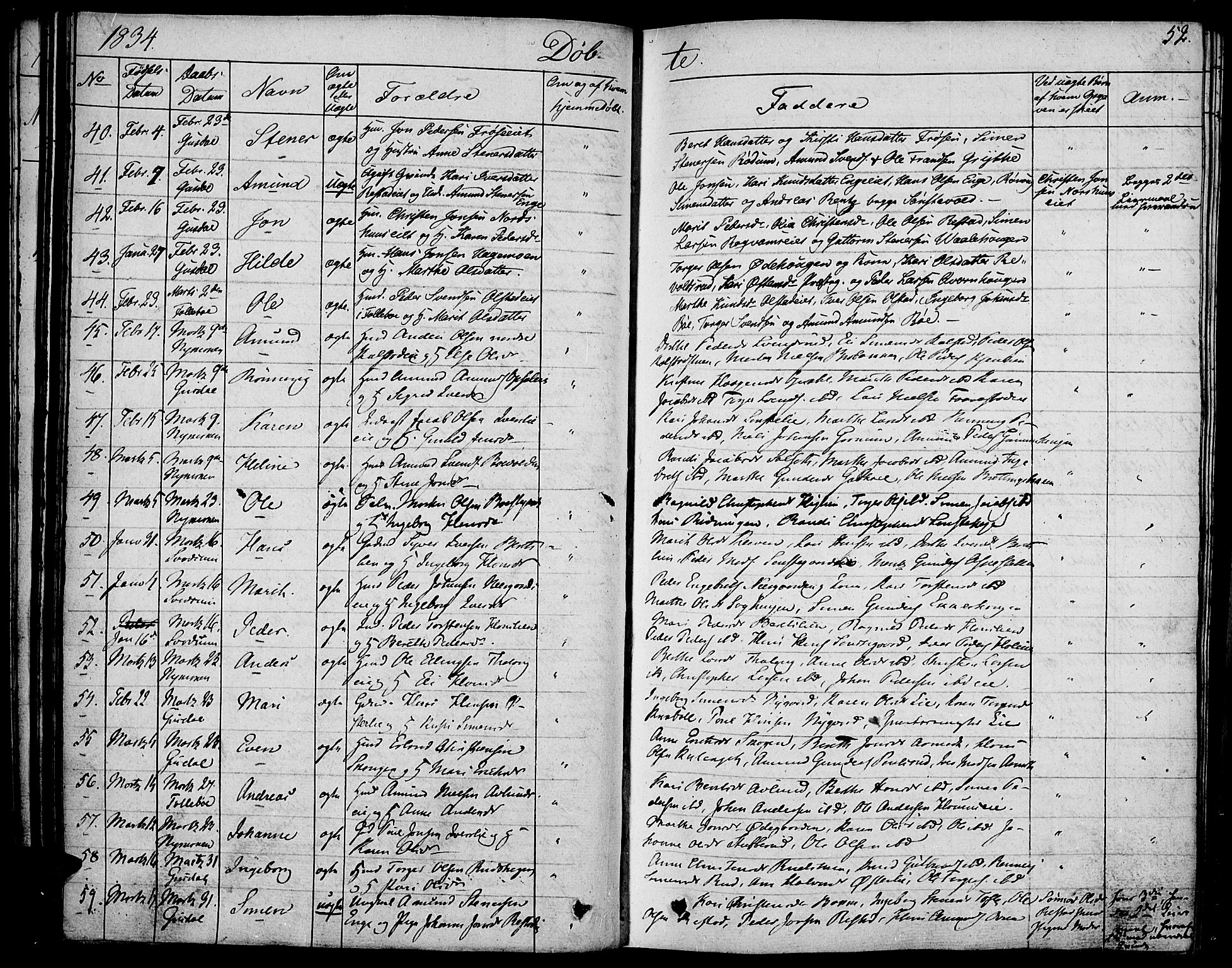 Gausdal prestekontor, SAH/PREST-090/H/Ha/Haa/L0006: Parish register (official) no. 6, 1830-1839, p. 52
