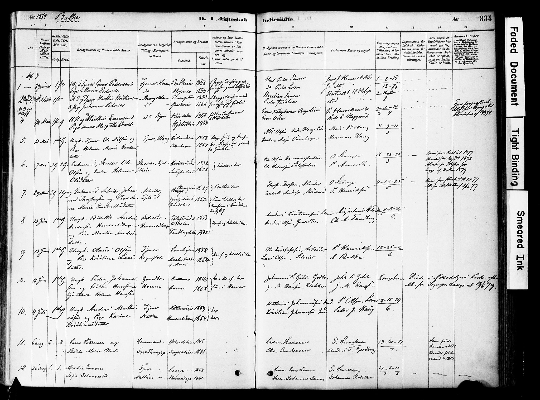 Østre Toten prestekontor, SAH/PREST-104/H/Ha/Haa/L0006: Parish register (official) no. 6 /2, 1878-1880, p. 334