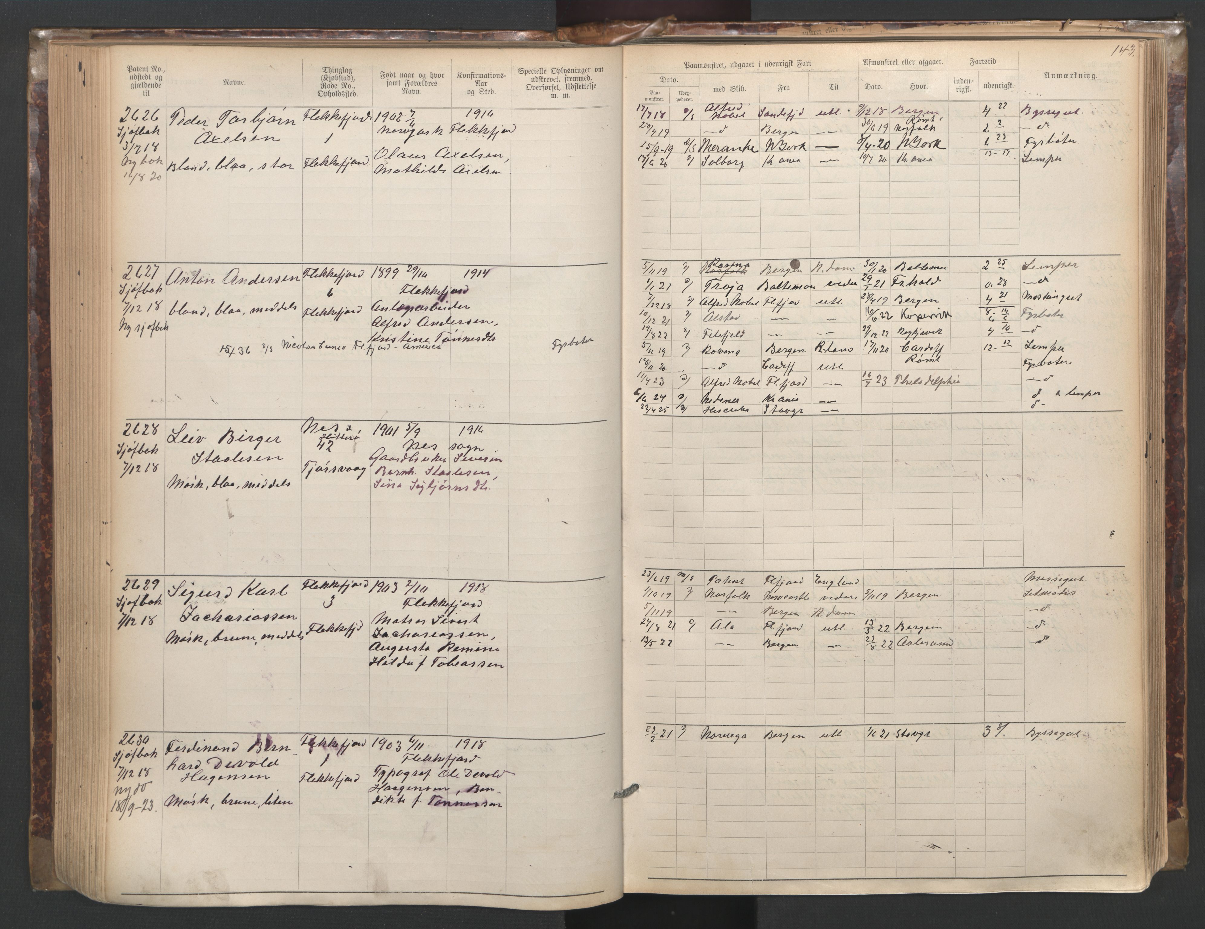 Flekkefjord mønstringskrets, SAK/2031-0018/F/Fa/L0003: Annotasjonsrulle nr 1921-2963 med register, N-3, 1892-1948, p. 174