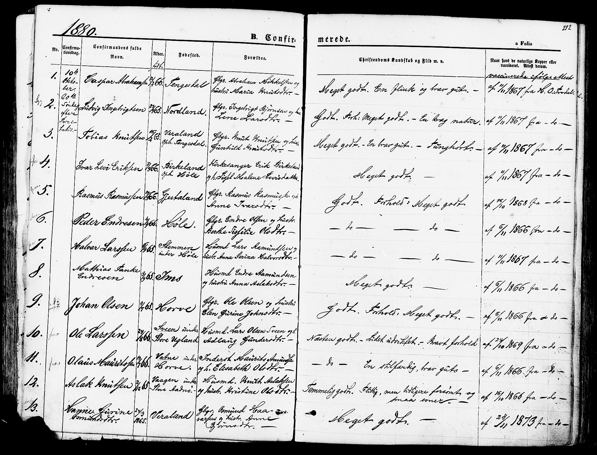 Høgsfjord sokneprestkontor, SAST/A-101624/H/Ha/Haa/L0002: Parish register (official) no. A 2, 1855-1885, p. 212