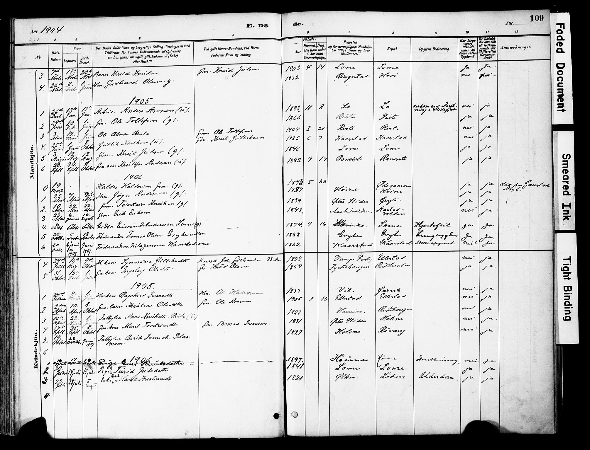 Vestre Slidre prestekontor, SAH/PREST-136/H/Ha/Haa/L0005: Parish register (official) no. 5, 1881-1912, p. 109