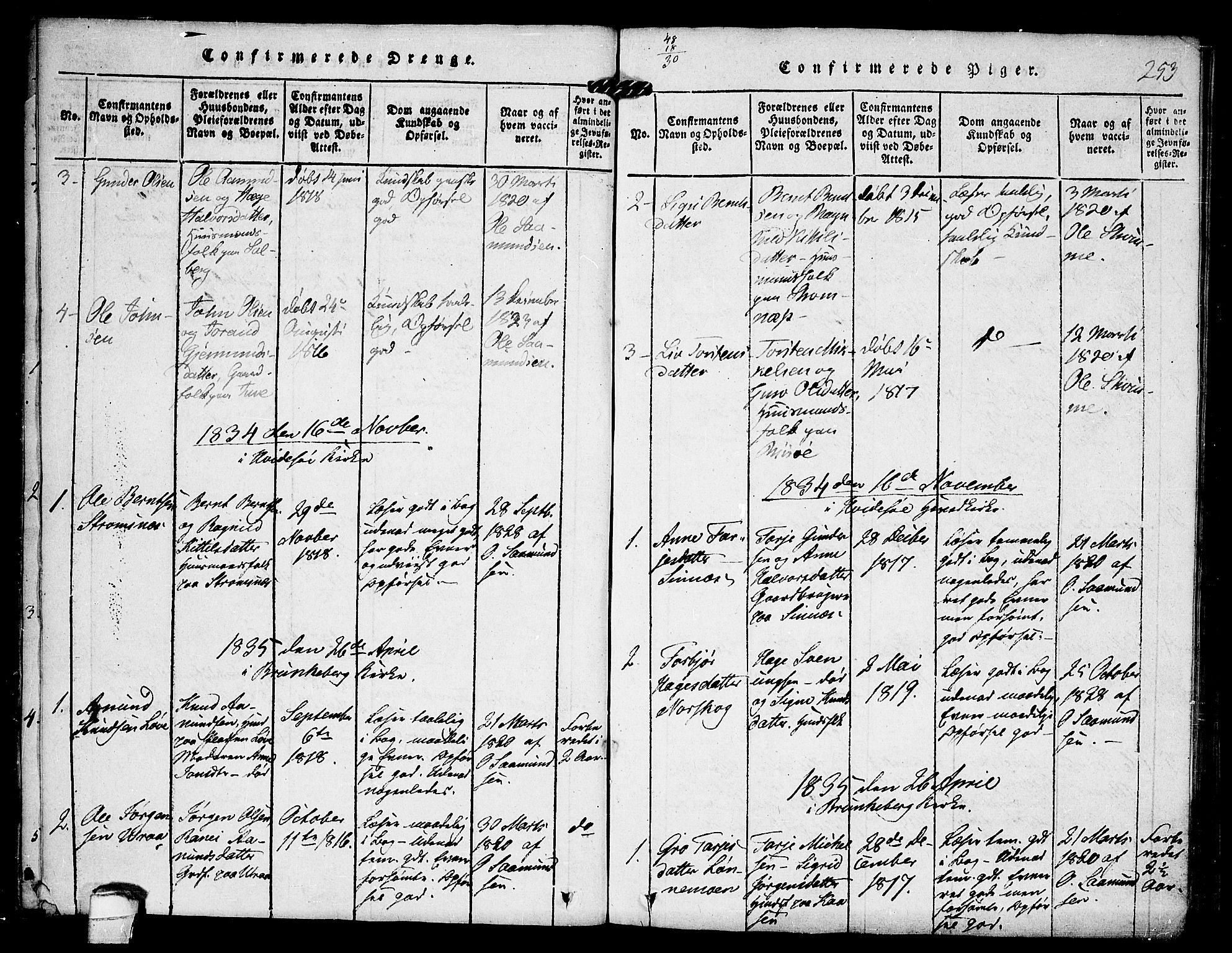 Kviteseid kirkebøker, SAKO/A-276/F/Fc/L0001: Parish register (official) no. III 1, 1815-1836, p. 253