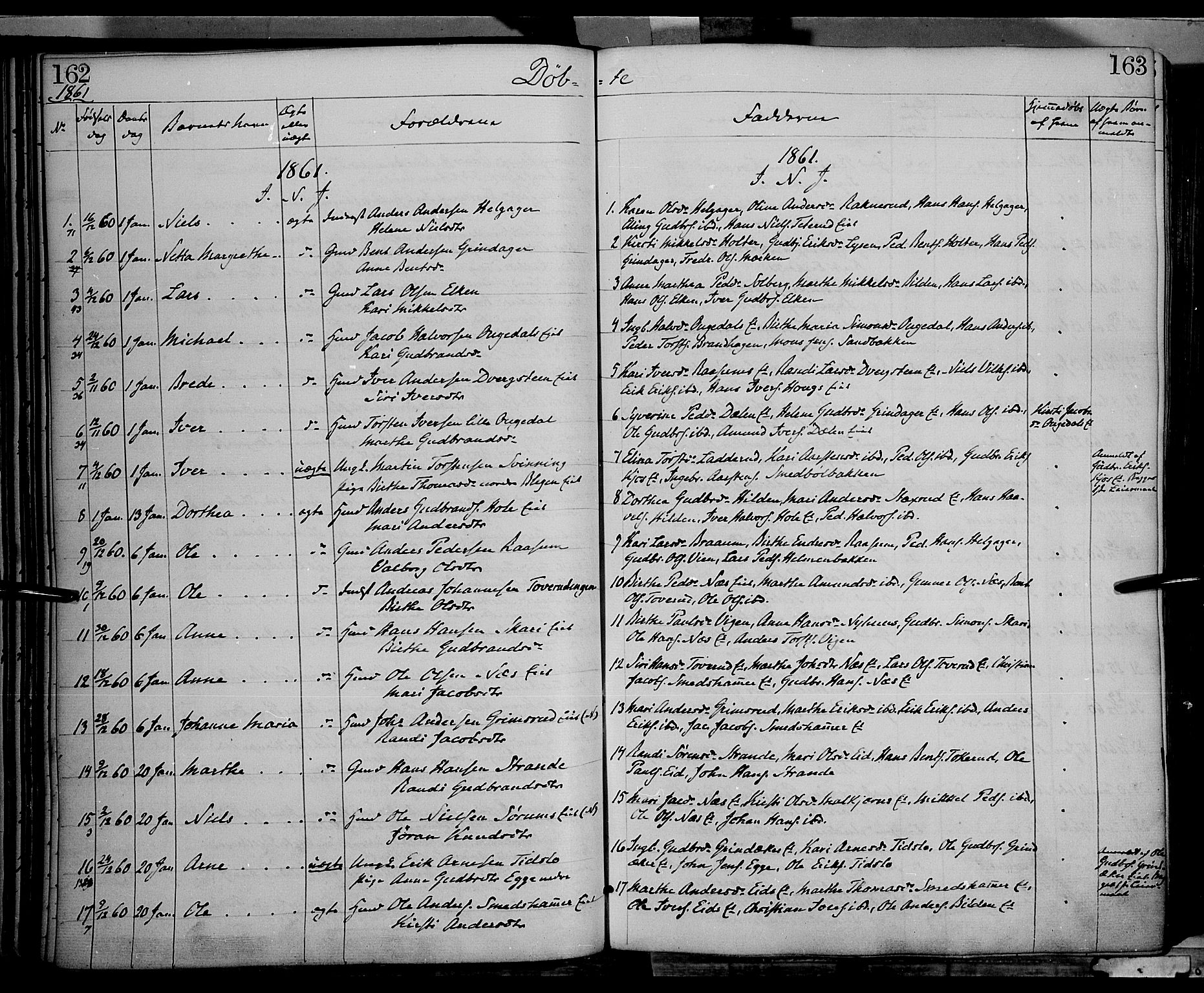 Gran prestekontor, AV/SAH-PREST-112/H/Ha/Haa/L0012: Parish register (official) no. 12, 1856-1874, p. 162-163