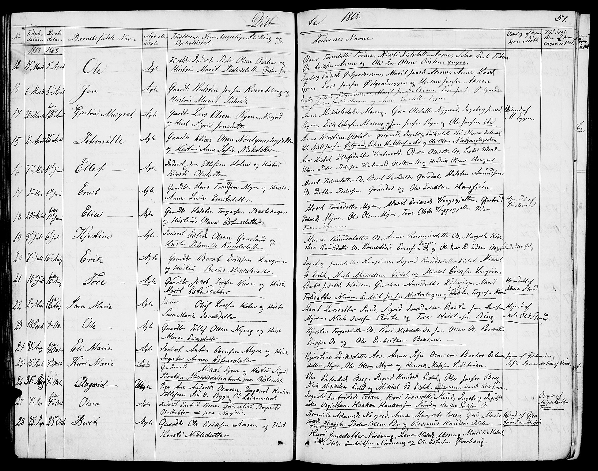 Tolga prestekontor, AV/SAH-PREST-062/L/L0004: Parish register (copy) no. 4, 1845-1887, p. 51