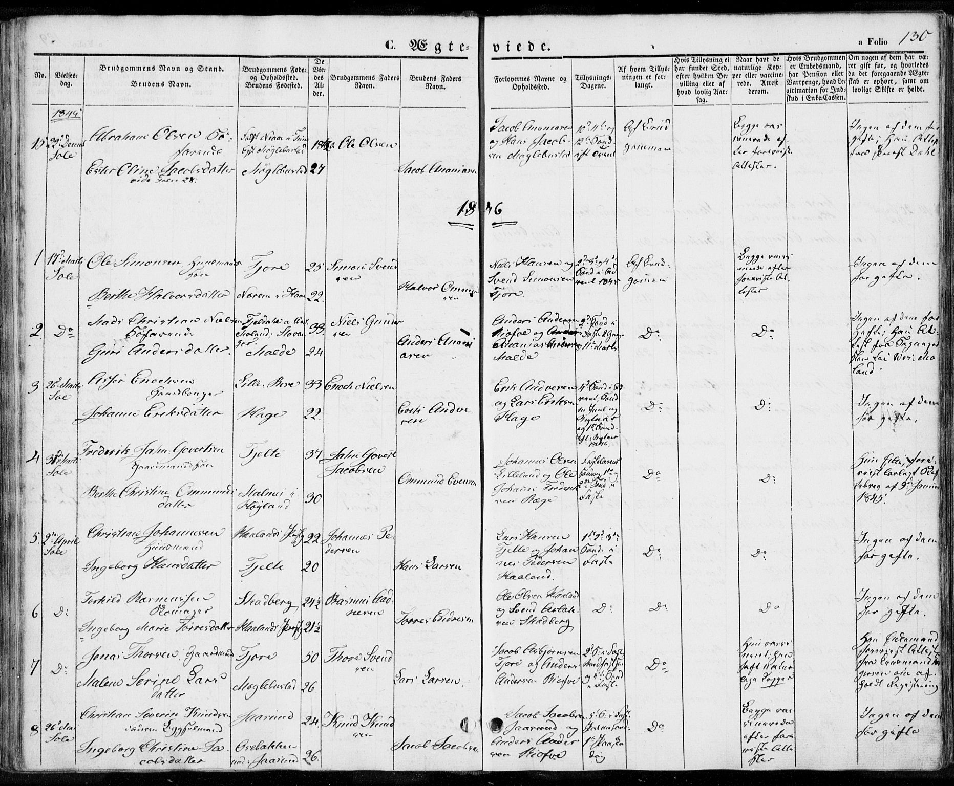 Håland sokneprestkontor, SAST/A-101802/001/30BA/L0006: Parish register (official) no. A 6, 1842-1853, p. 130