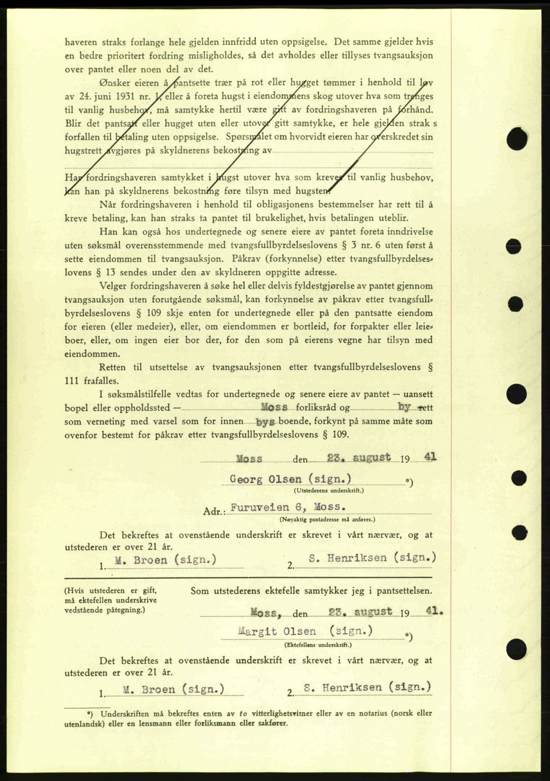 Moss sorenskriveri, AV/SAO-A-10168: Mortgage book no. B11, 1941-1942, Diary no: : 1586/1941