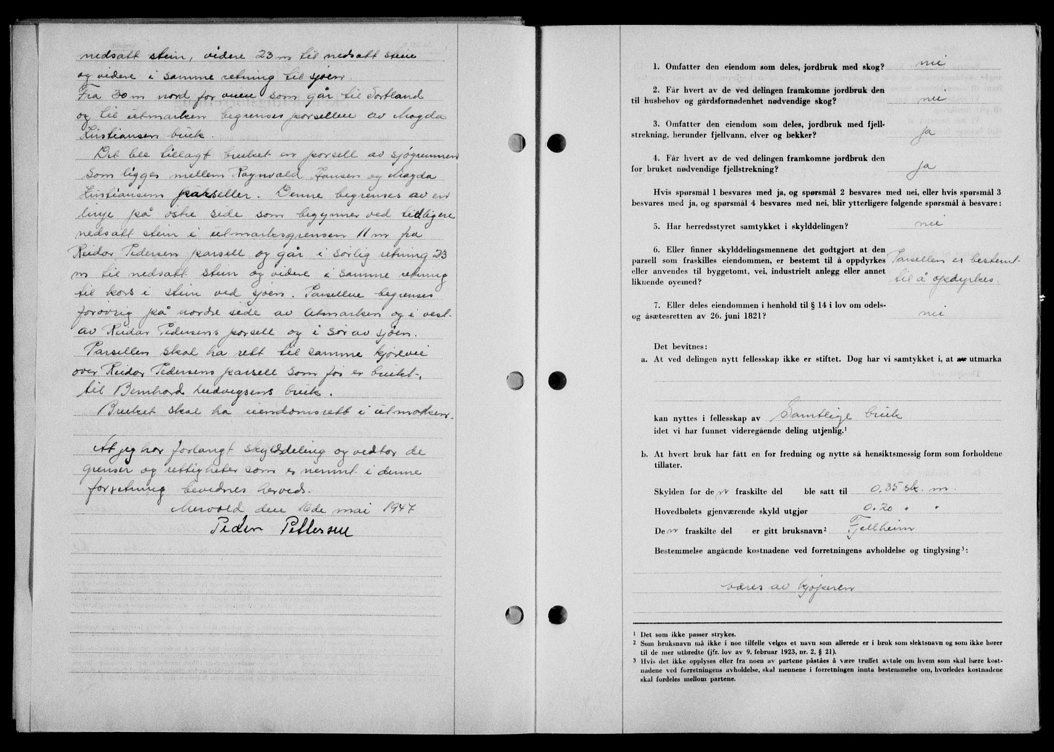 Lofoten sorenskriveri, SAT/A-0017/1/2/2C/L0016a: Mortgage book no. 16a, 1947-1947, Diary no: : 936/1947