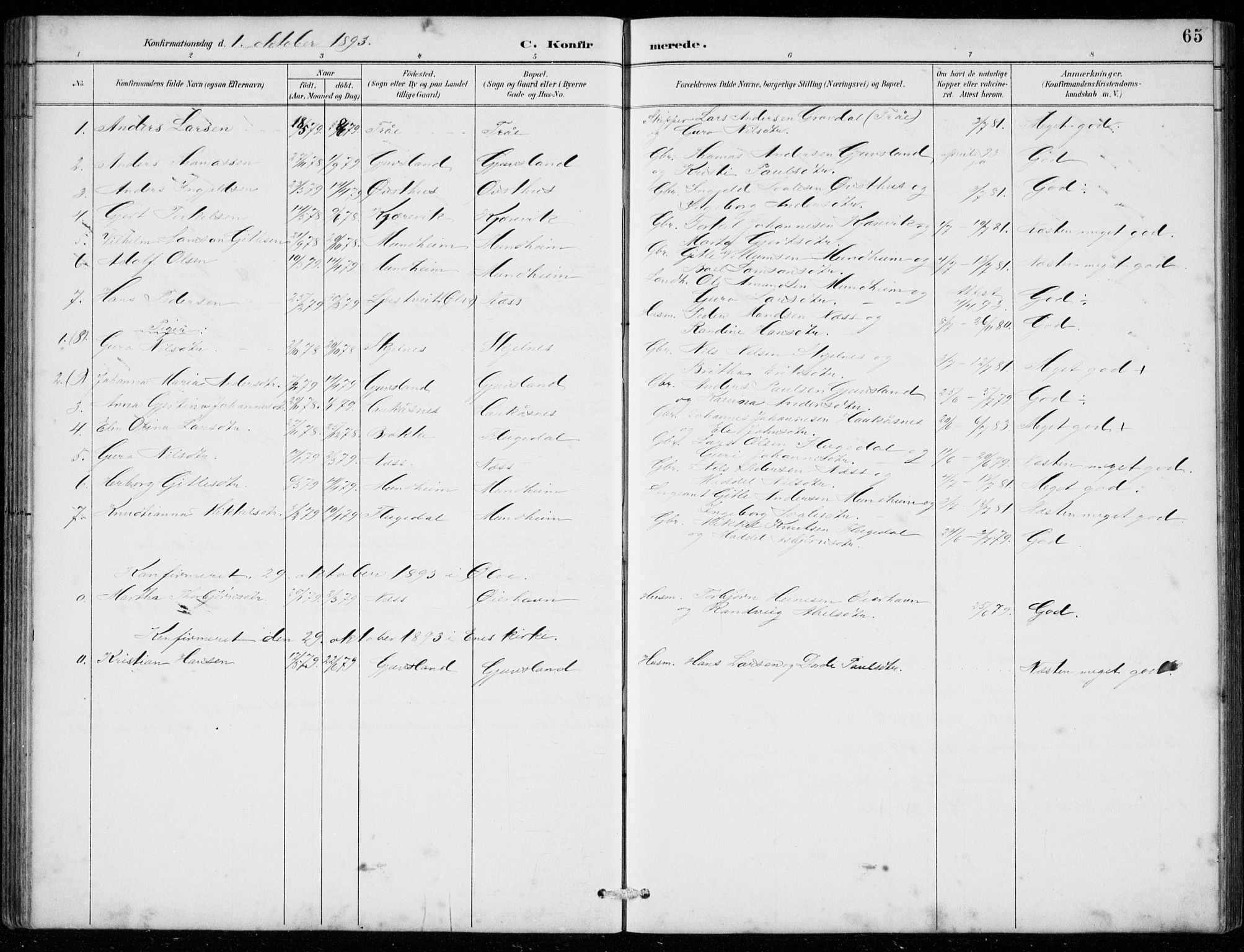 Strandebarm sokneprestembete, AV/SAB-A-78401/H/Hab: Parish register (copy) no. C  1, 1891-1913, p. 65